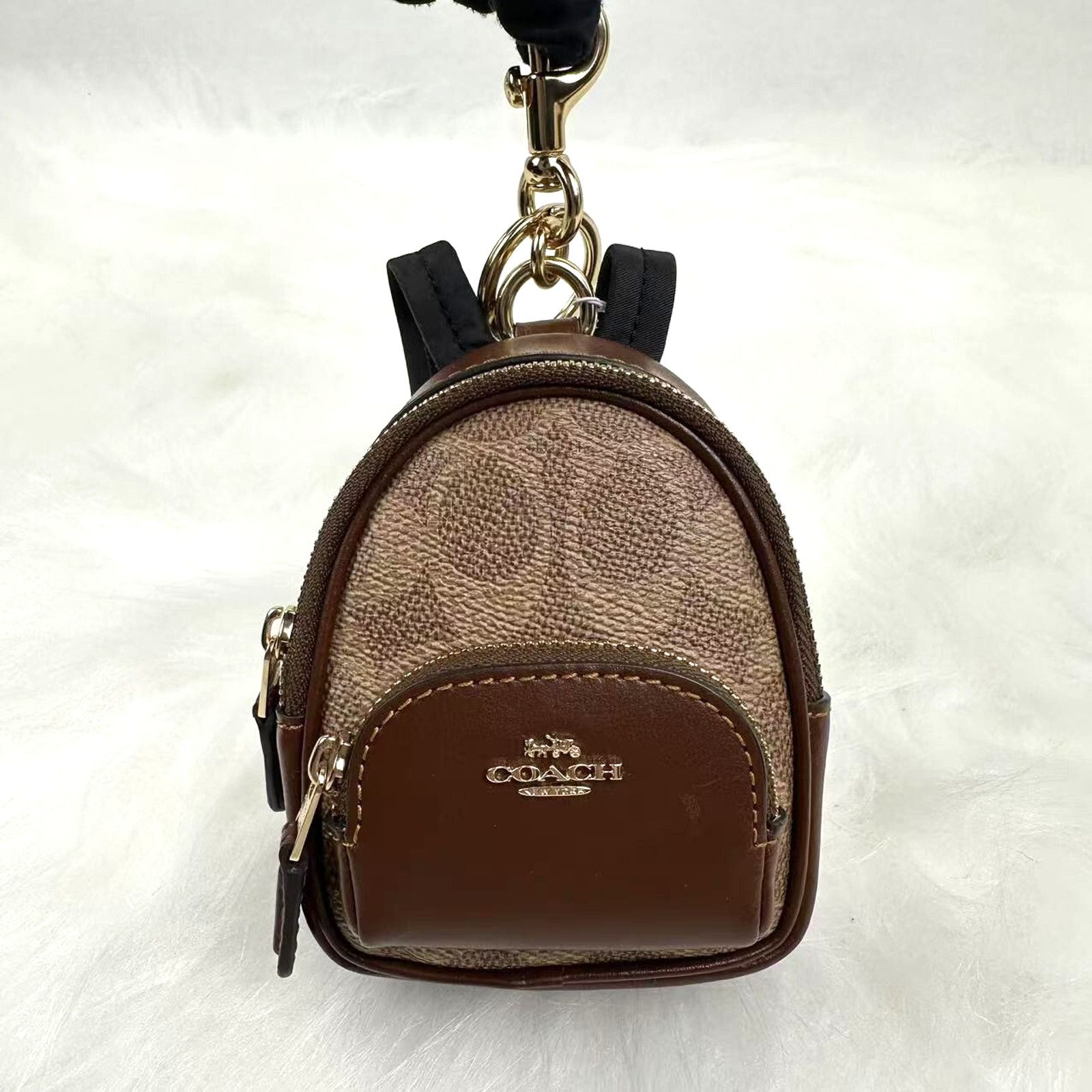Coach Coach Mini Court Backpack Bag Charm Keychain In Brown NWT Size ONE SIZE - 1 Thumbnail