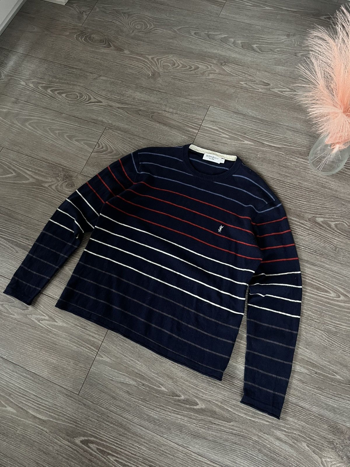 Yves Saint Laurent ‼️Vintage YSL YvesSaintLaurent Wool Knit Logo Sweater ‼️ Size US M / EU 48-50 / 2 - 4 Thumbnail