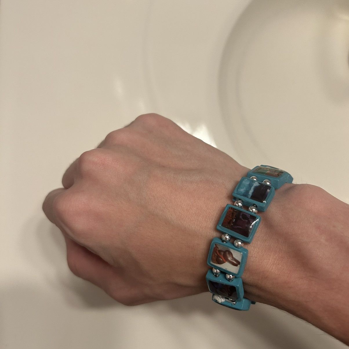 bazo 1199 X fakemink blue and silver bracelet