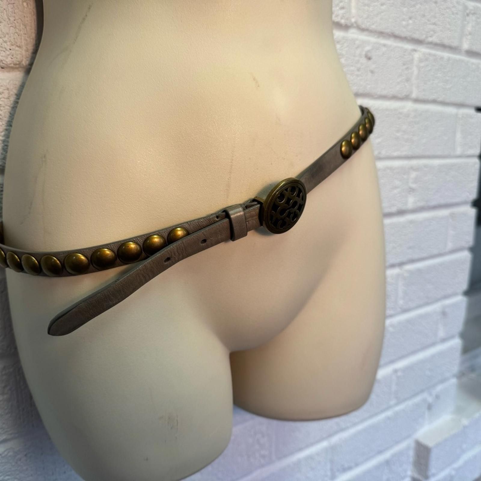Coach Coach Brown and Gold Leather Belt with Studded Design Size ONE SIZE - 3 Thumbnail