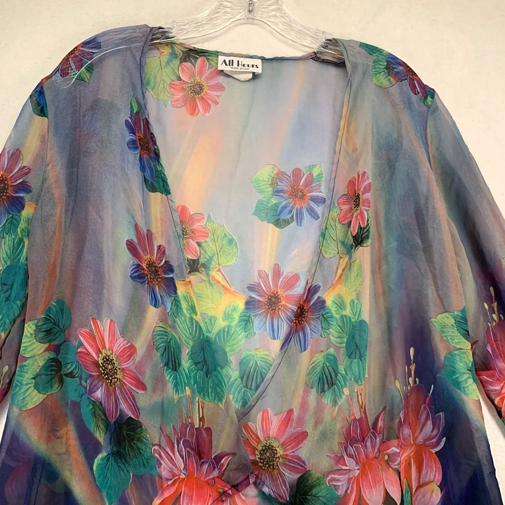 Vintage Vintage All Hours Gown Nightgown Lingerie Sheer Floral Made In USA Size S / US 4 / IT 40 - 4 Thumbnail