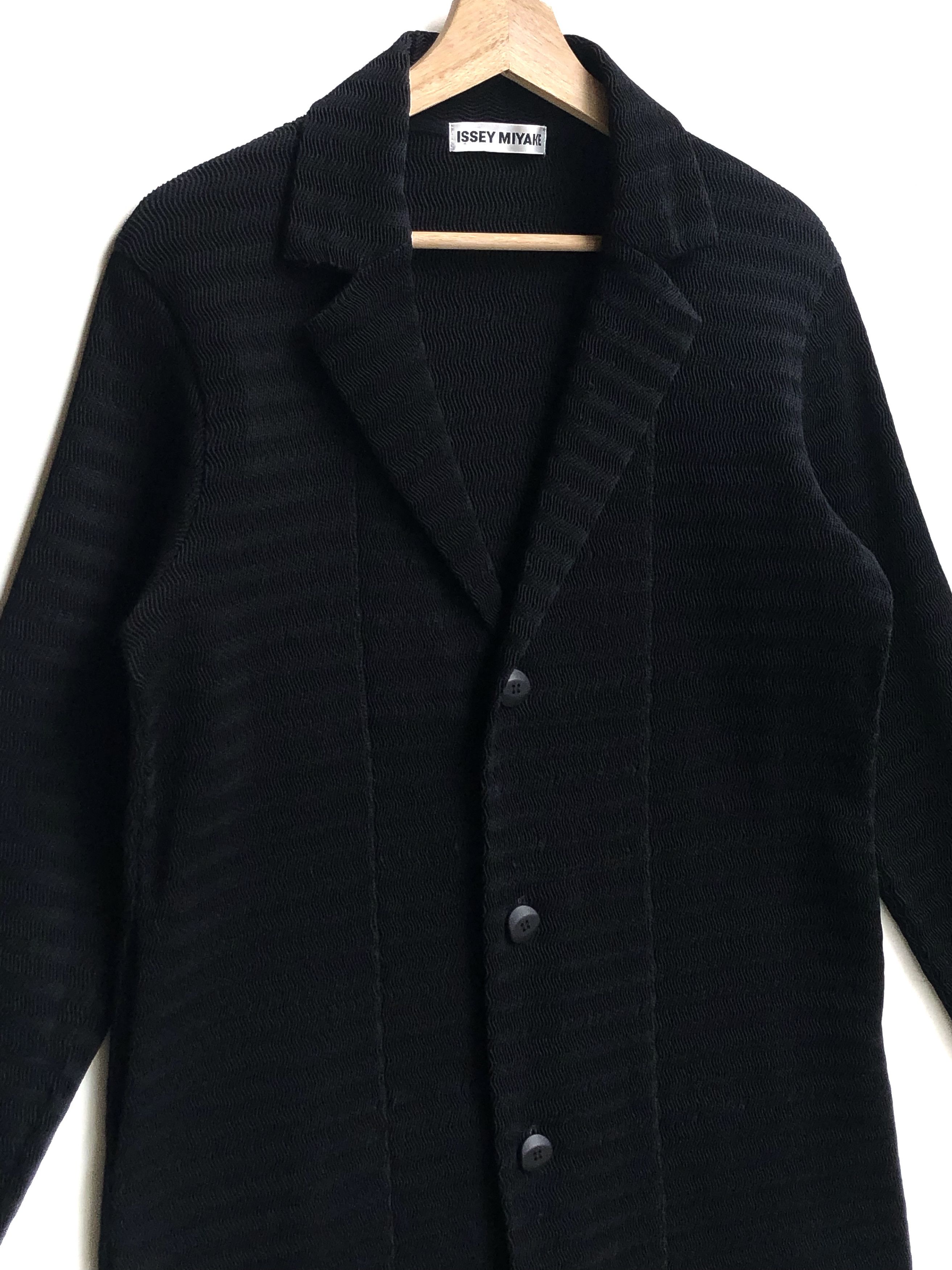 Issey Miyake RARE🔥A/W2006 STRIPE PLEAT TEXTURED WOOL MID COAT Size M / US 6-8 / IT 42-44 - 4 Thumbnail