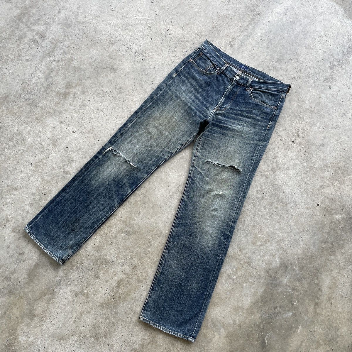 Japanese Brand W33💥 Japanese Brand Gu Distressed Jeans Denim Pants Faded Size US 33 - 2 Thumbnail