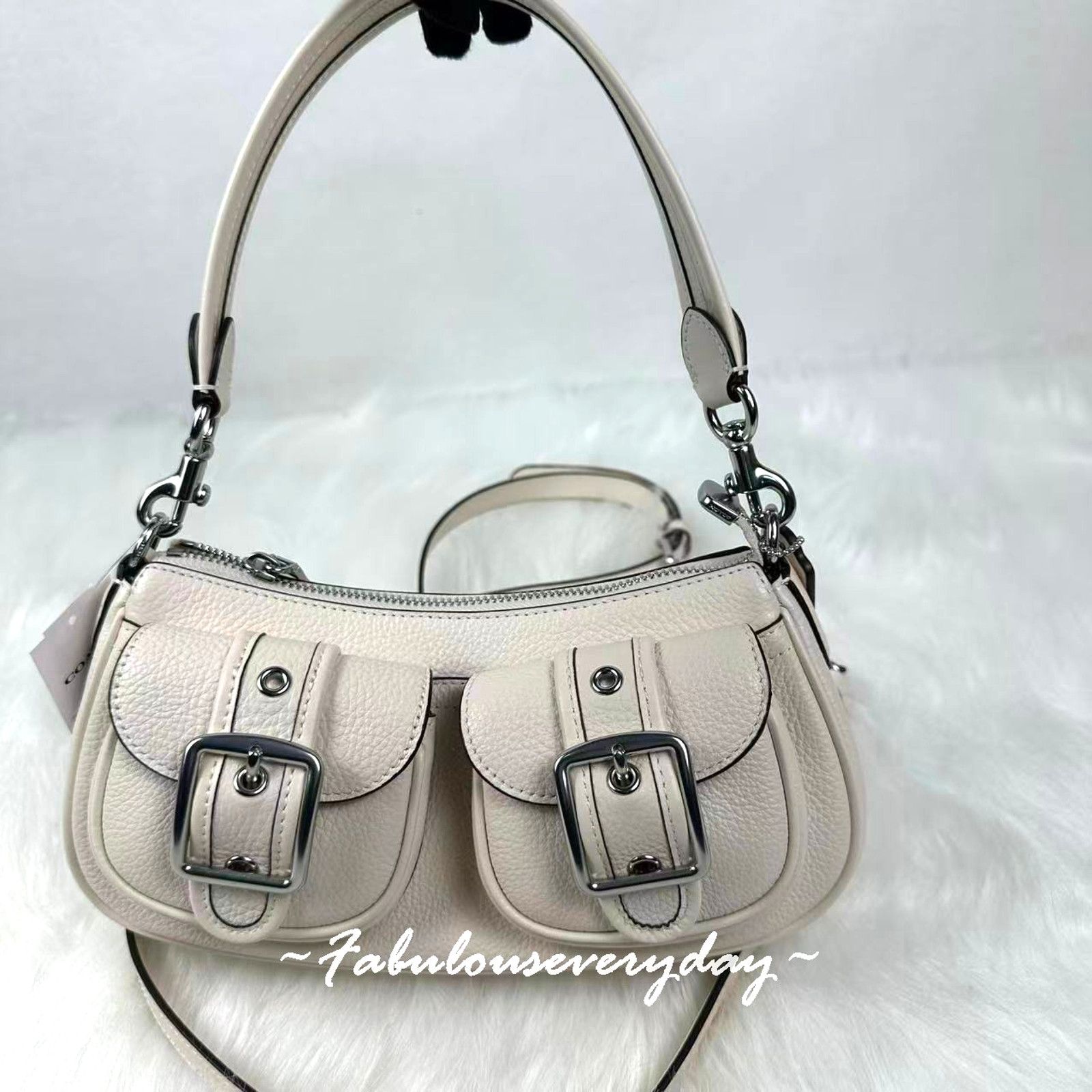 Coach Ashton Bag Shoulder/Crossbody In Leather/Silver/Chalk