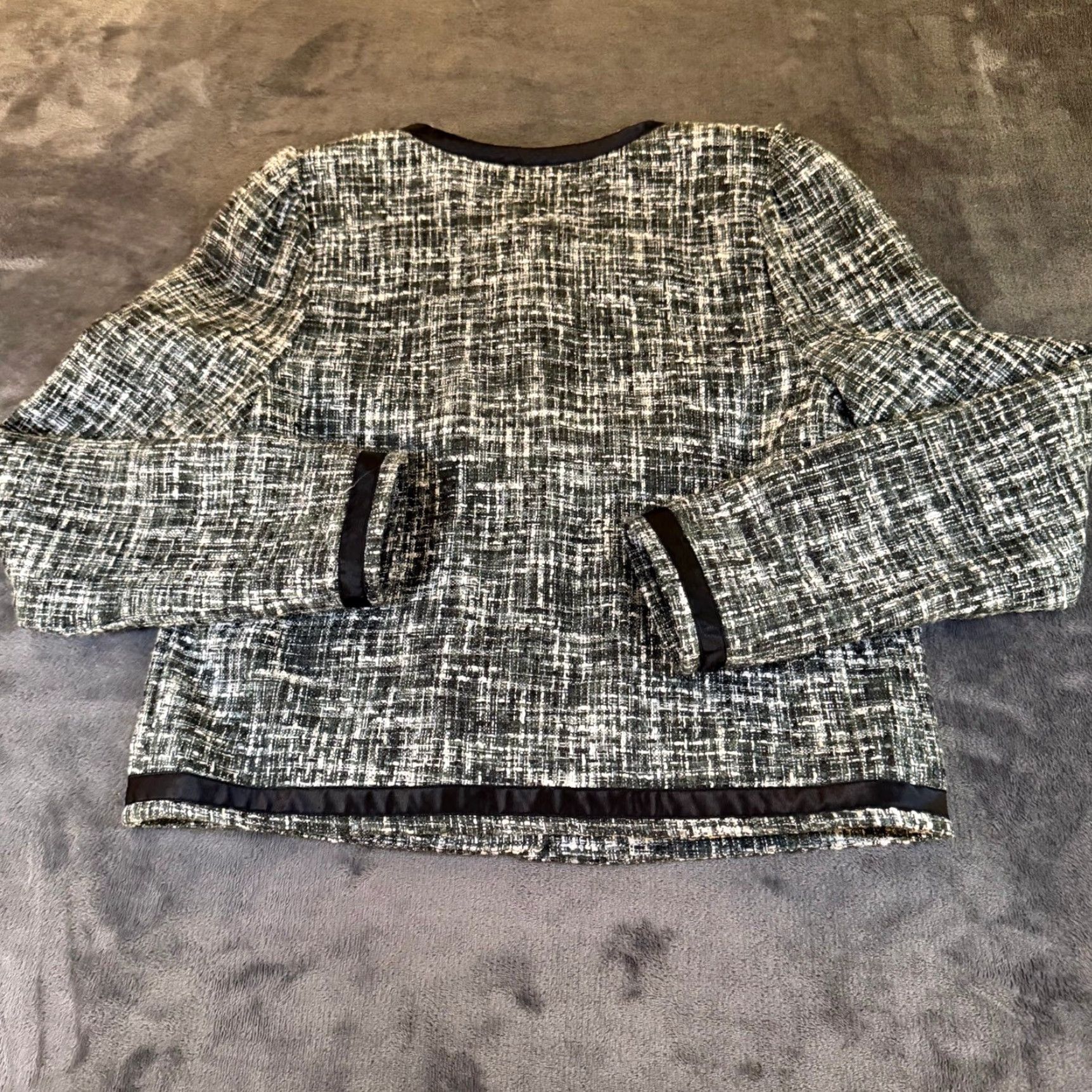 Vintage Maurices Black Trim Tweed Jacket Career Business Work Blazer Womens Medium Size M / US 6-8 / IT 42-44 - 4 Thumbnail