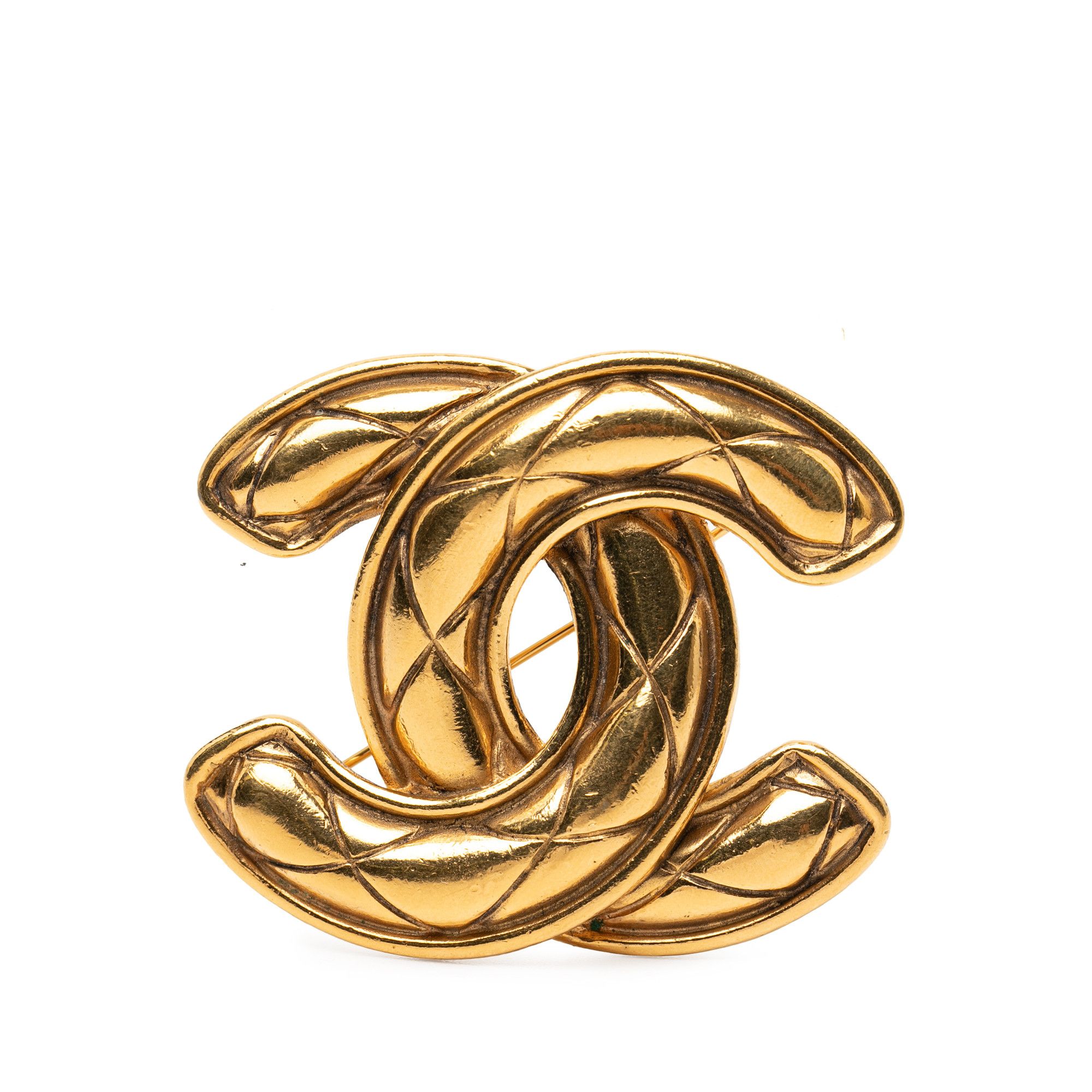 Chanel Chanel CC Gold Plated Quilted Brooch Size ONE SIZE - 1 Thumbnail