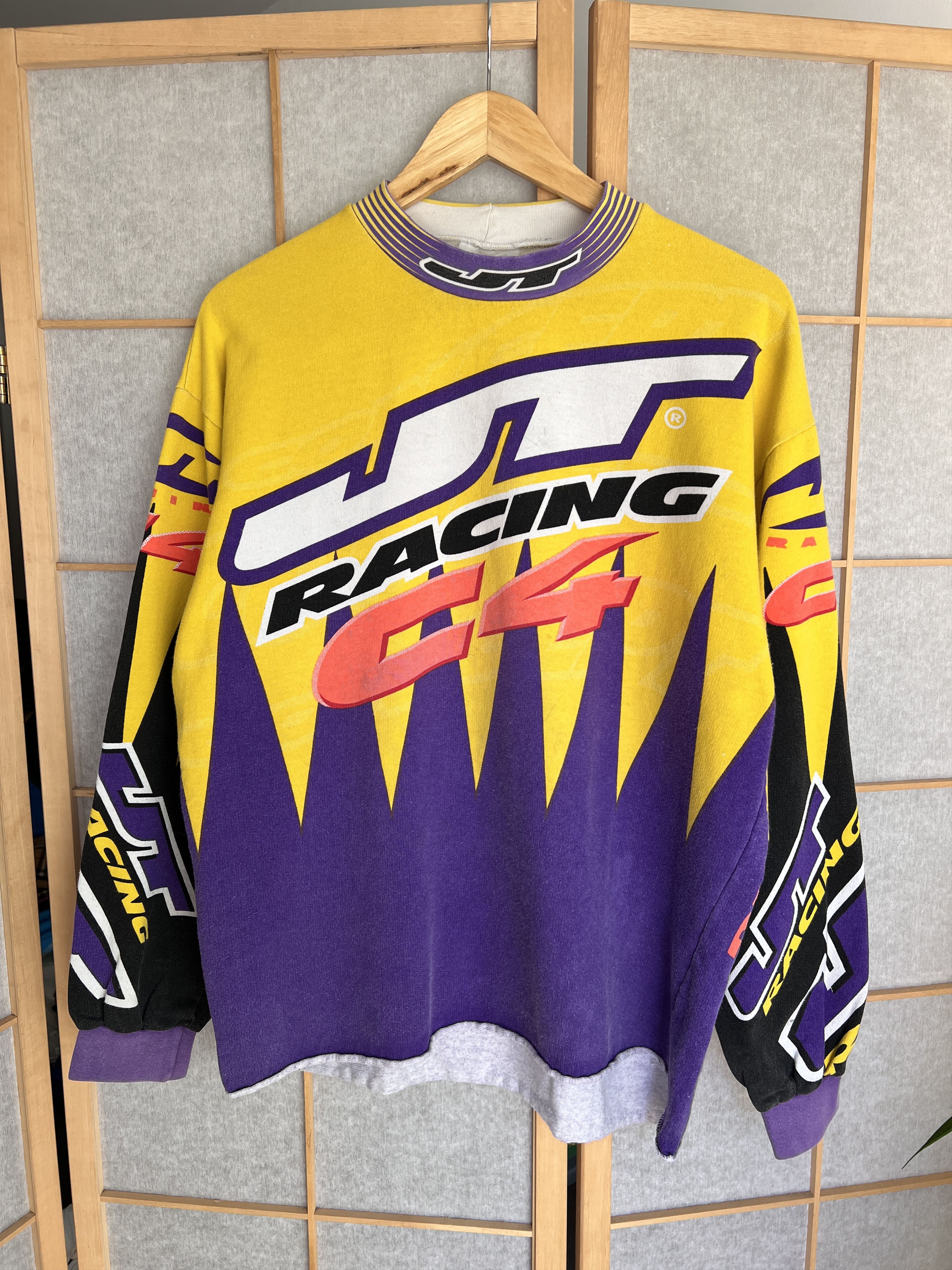 Vintage Rare JT Racing C4 vintage 90s sweatshirt jersey baggy boxy Size US L / EU 52-54 / 3 - 7 Thumbnail