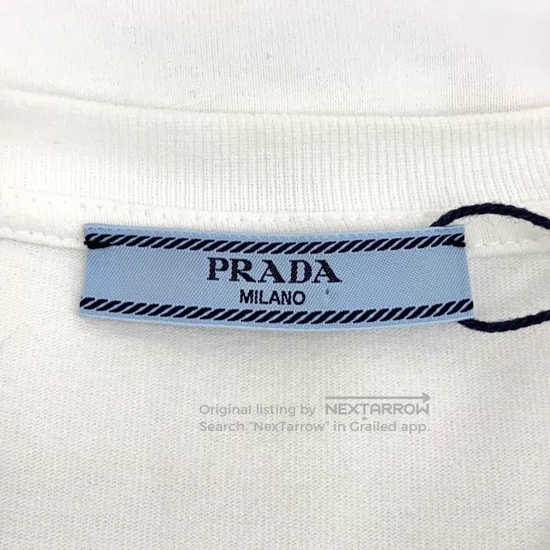 Prada Prada 23 white triangle cotton round-neck short-sleeved T- Size M / US 6-8 / IT 42-44 - 6 Thumbnail