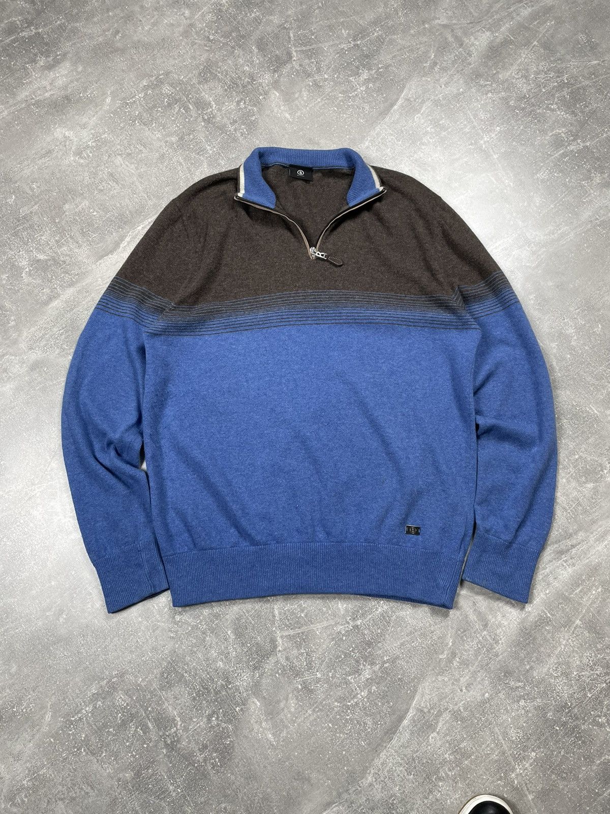 Bogner Bogner Zip Wool Blue Crew Neck Cardigan Sweater Size US XL / EU 56 / 4 - 1 Thumbnail