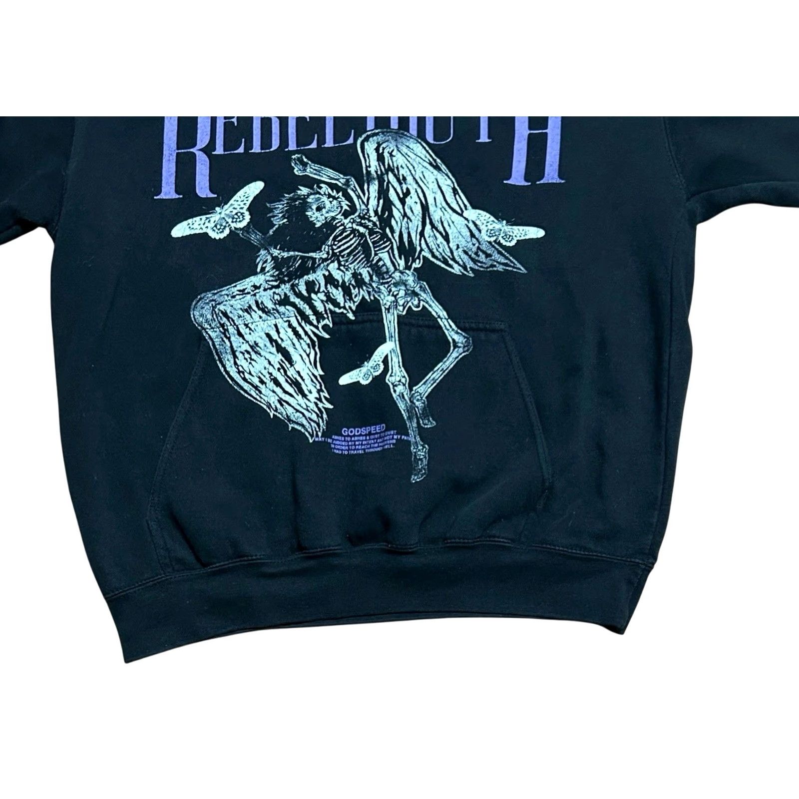 Vintage Civil Regime Hoodie Women M Black Rebel Graphic Spellout Sweater Hooded Pockets All Seasons Logo Size M / US 6-8 / IT 42-44 - 5 Thumbnail