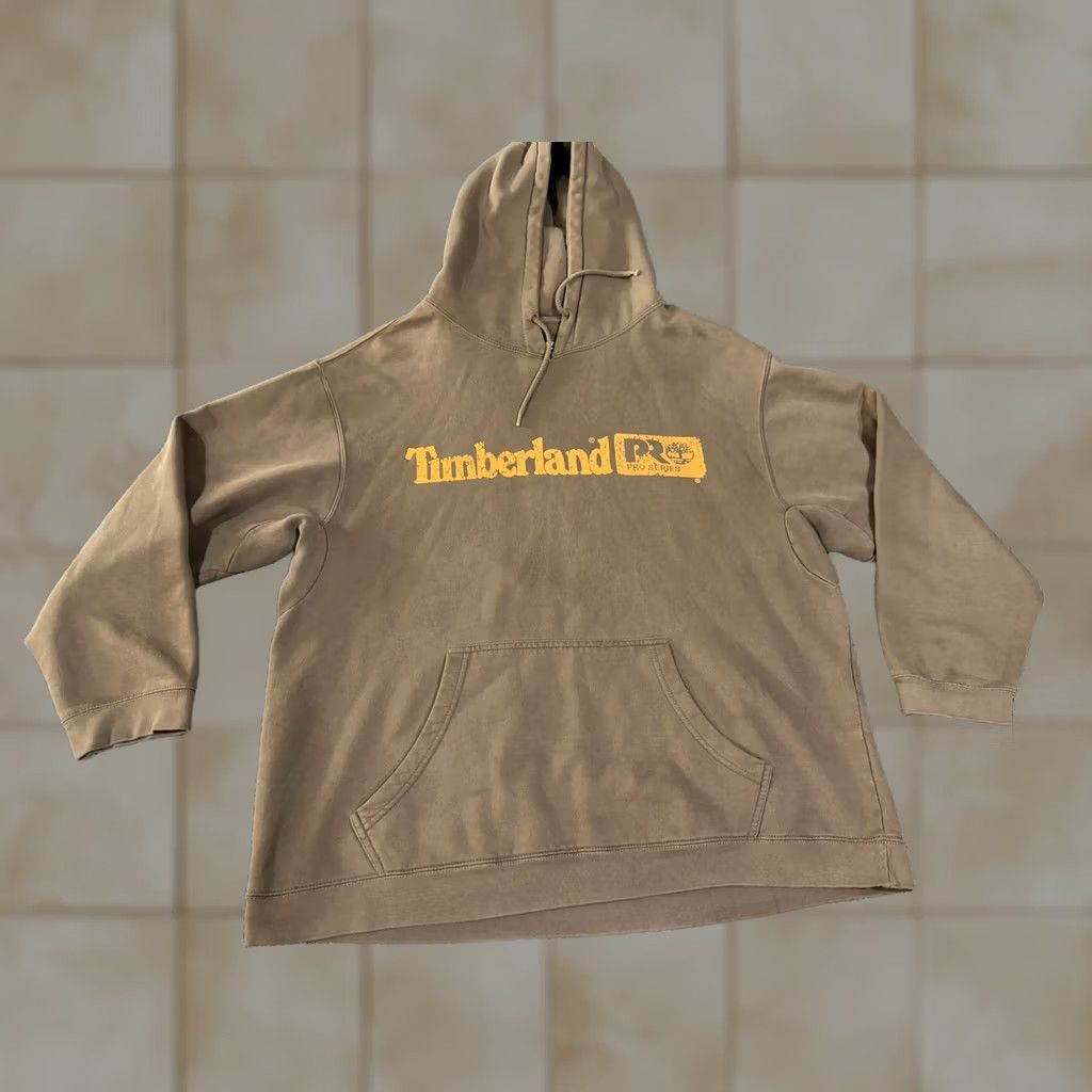 Timberland Timberland Pro Hoodie Mens XL Brown Pullover Fleece Sweatshirt Kangaroo Logo Graphic Print Hooded Pockets Crew Neck - Cotton Polyester Size US XL / EU 56 / 4 - 1 Thumbnail