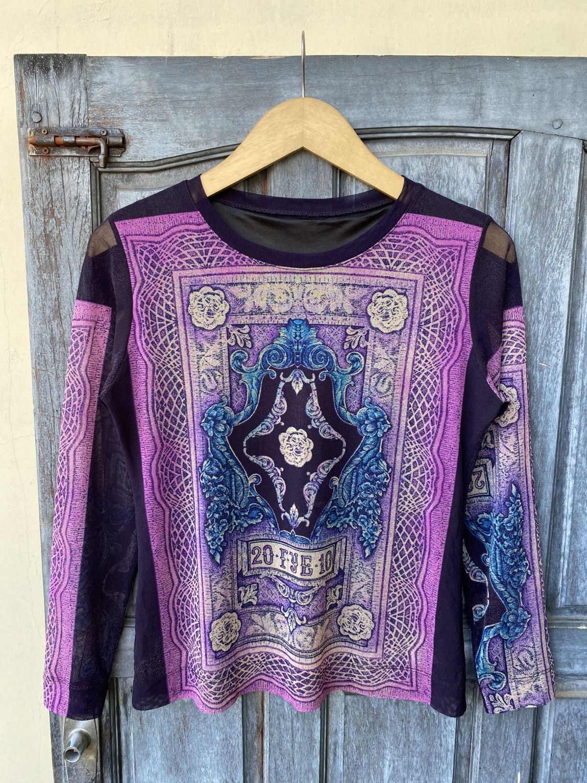 Vintage Vintage Bohemian Print Sheer Mesh Long Sleeve Top Japanese Size M / US 6-8 / IT 42-44 - 1 Thumbnail