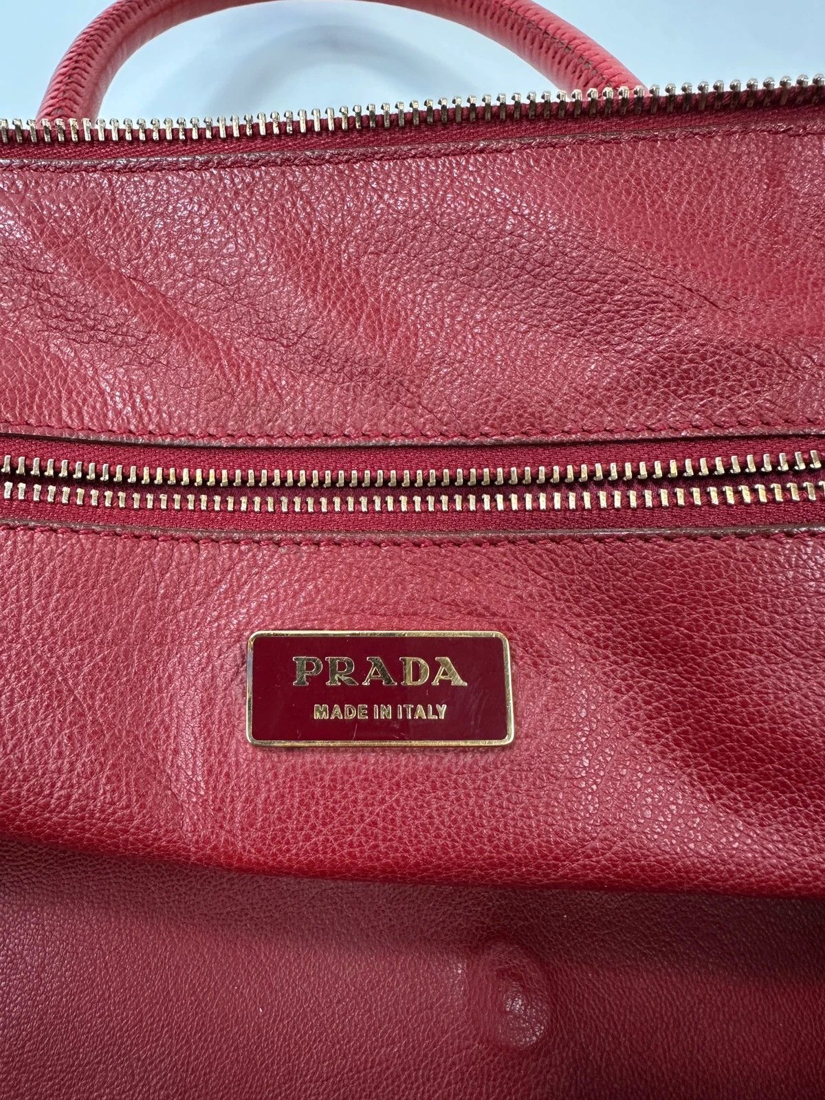 Prada Prada Milano Red Leather Handbag Gold Hardware Size ONE SIZE - 14 Thumbnail