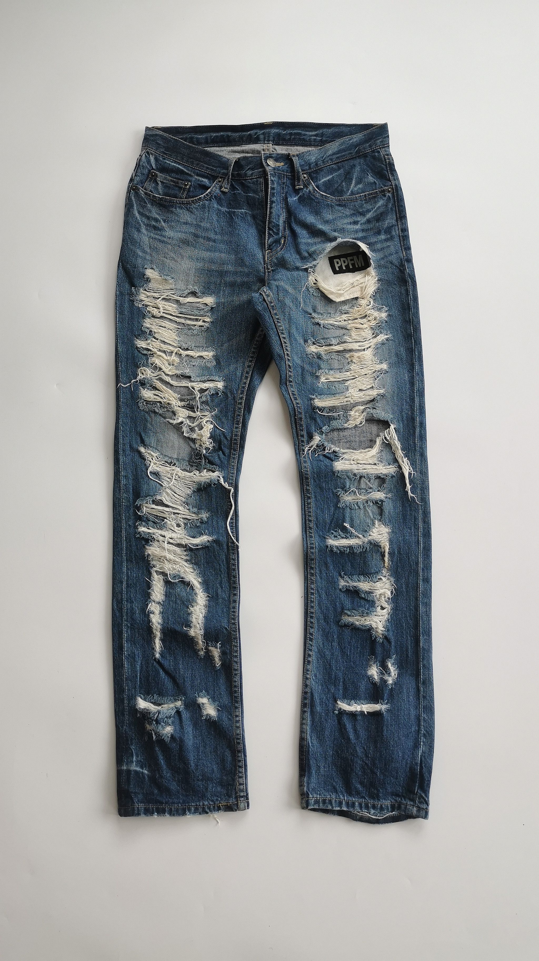 PPFM 2000s PPFM FLARE DISTRESSED DENIM RARE DESIGN | Grailed PPFM 