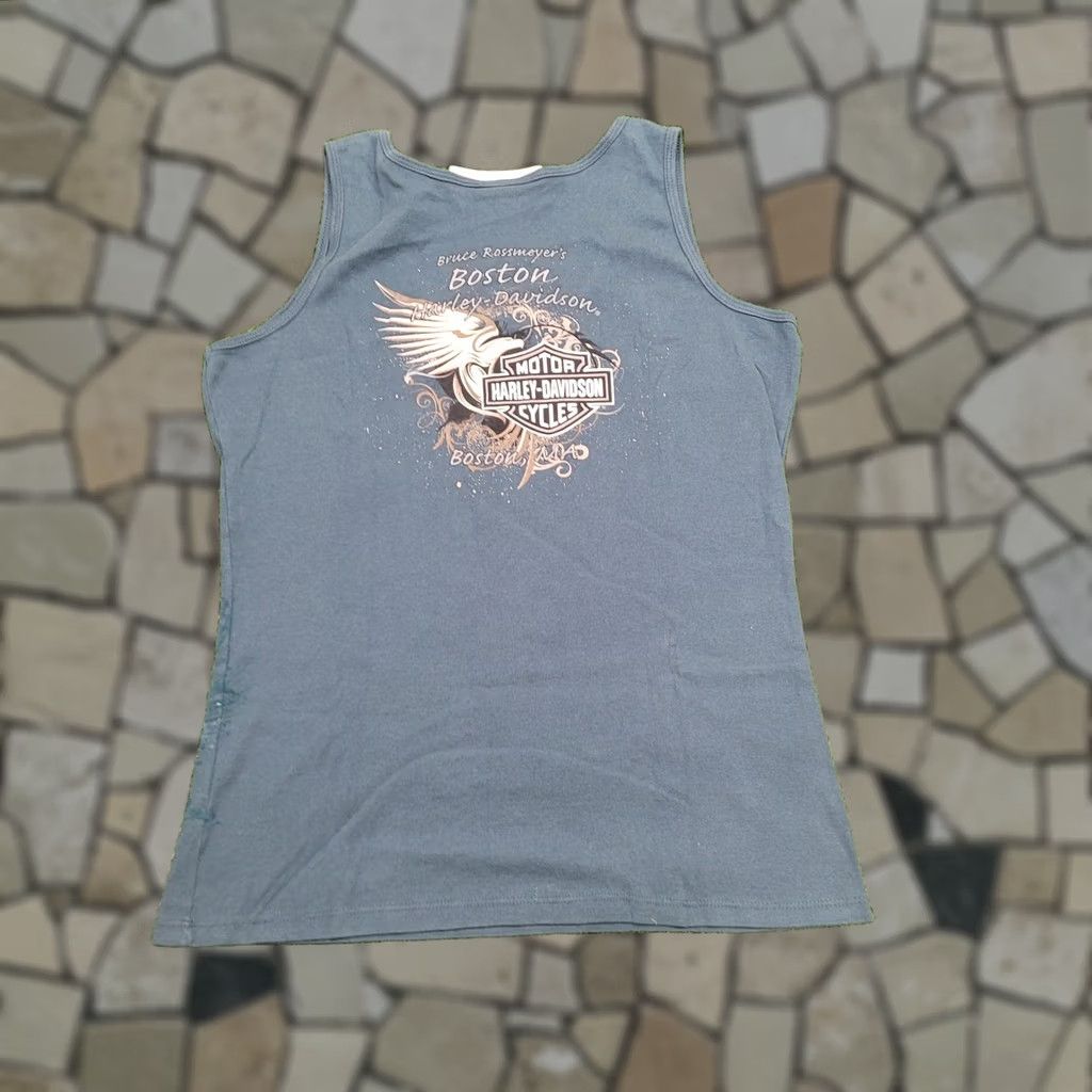 Harley Davidson Vintage Harley-Davidson Tank Teens Medium 16x24 Boston Blue Graphic Print Logo Shirt Sleeve- less Tank Top? Size US M / EU 48-50 / 2 - 1 Thumbnail