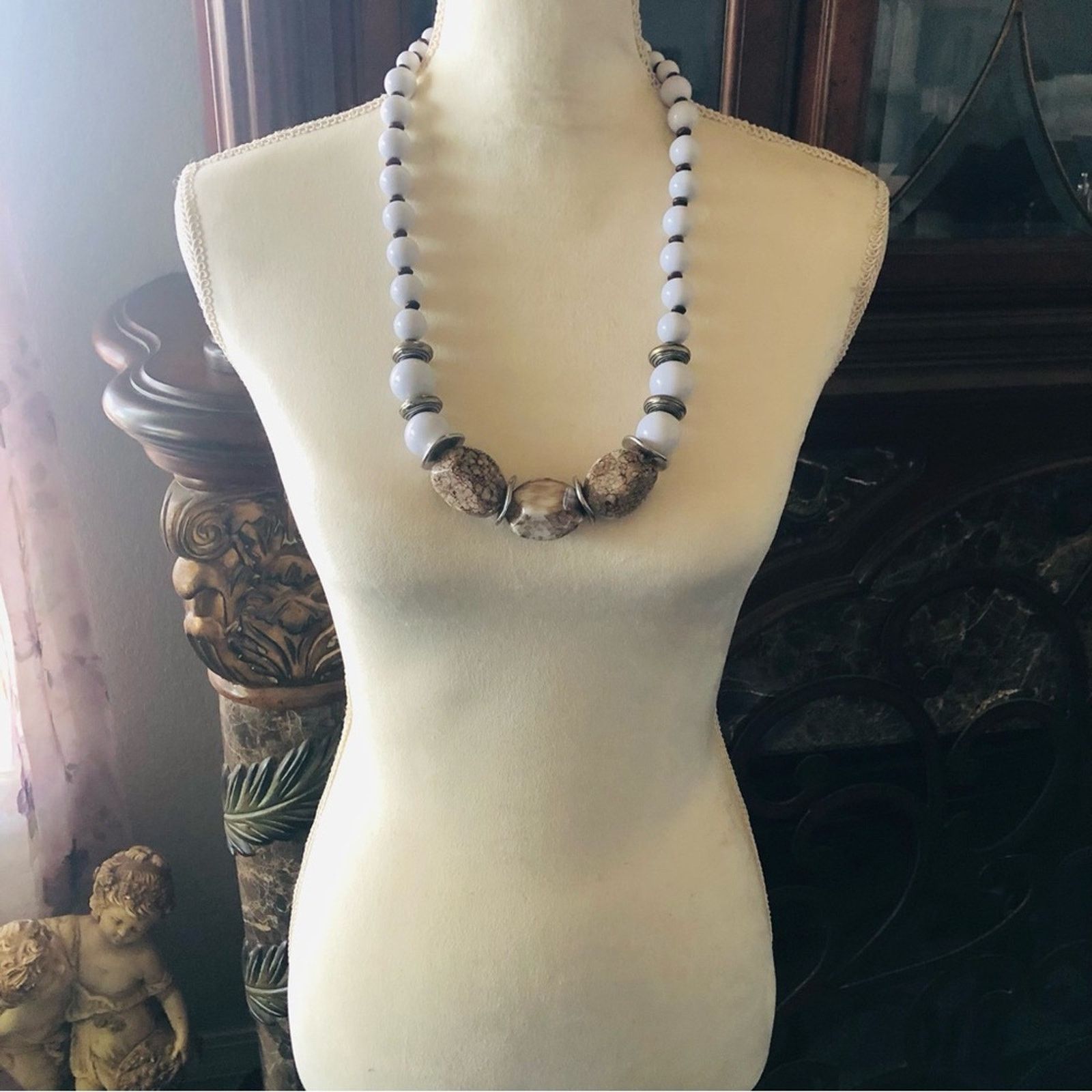 Handmade Handcrafted repurpose mixed material chunky bead necklace Size ONE SIZE - 5 Thumbnail