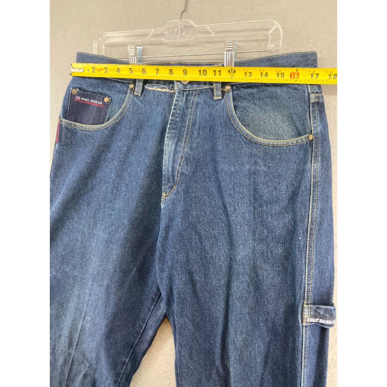 Phat Farm VINTAGE Phat Farm Carpenter Pants Mens 36x34 Denim Blue 90s Washed Straight Leg Mens Regular 90s Theme Baggy Casual Pants Size US 36 / EU 52 - 2 Thumbnail