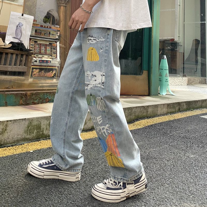 Japanese Brand × Jean Retro loose straight tube graffiti printed jeans Size US 30 / EU 46 - 3 Thumbnail