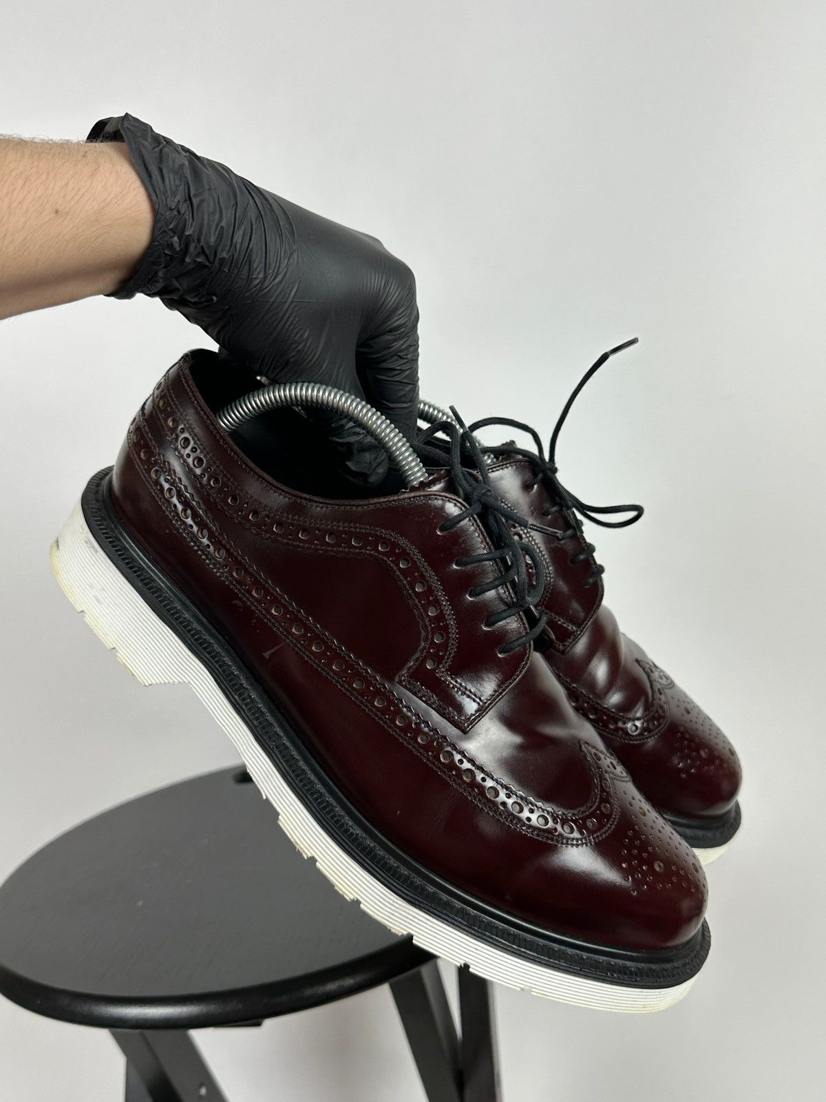 Loake Loake Navy Burgundy Patent Leather Brogue Boots Shoes Size US 10.5 / EU 43-44 - 3 Thumbnail