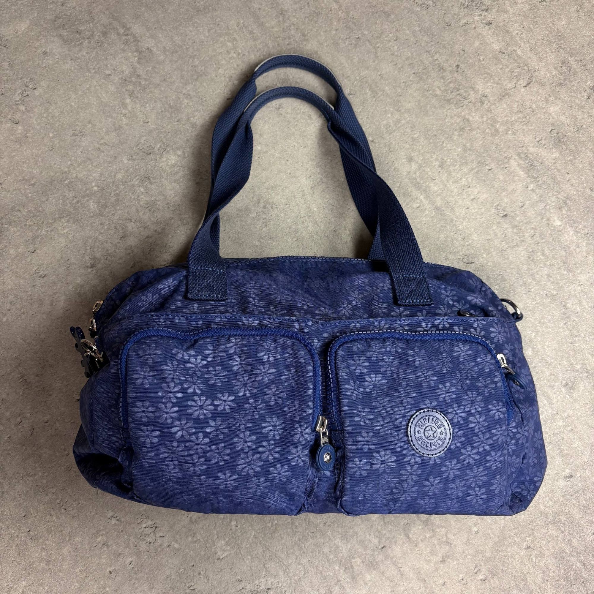 Other Kipling Blue Floral Nylon Tote Bag With Double Handles & Mul Size ONE SIZE - 1 Thumbnail