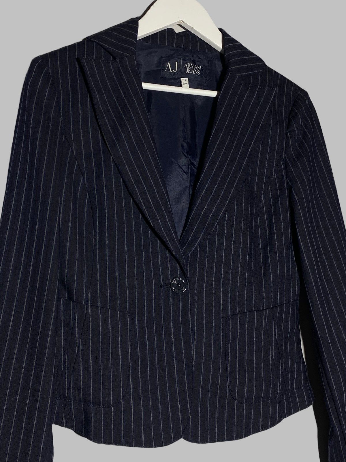 Armani Vintage Armani Jeans Wool Striped Suit Balzer + Pants Womens Size M / US 6-8 / IT 42-44 - 6 Thumbnail