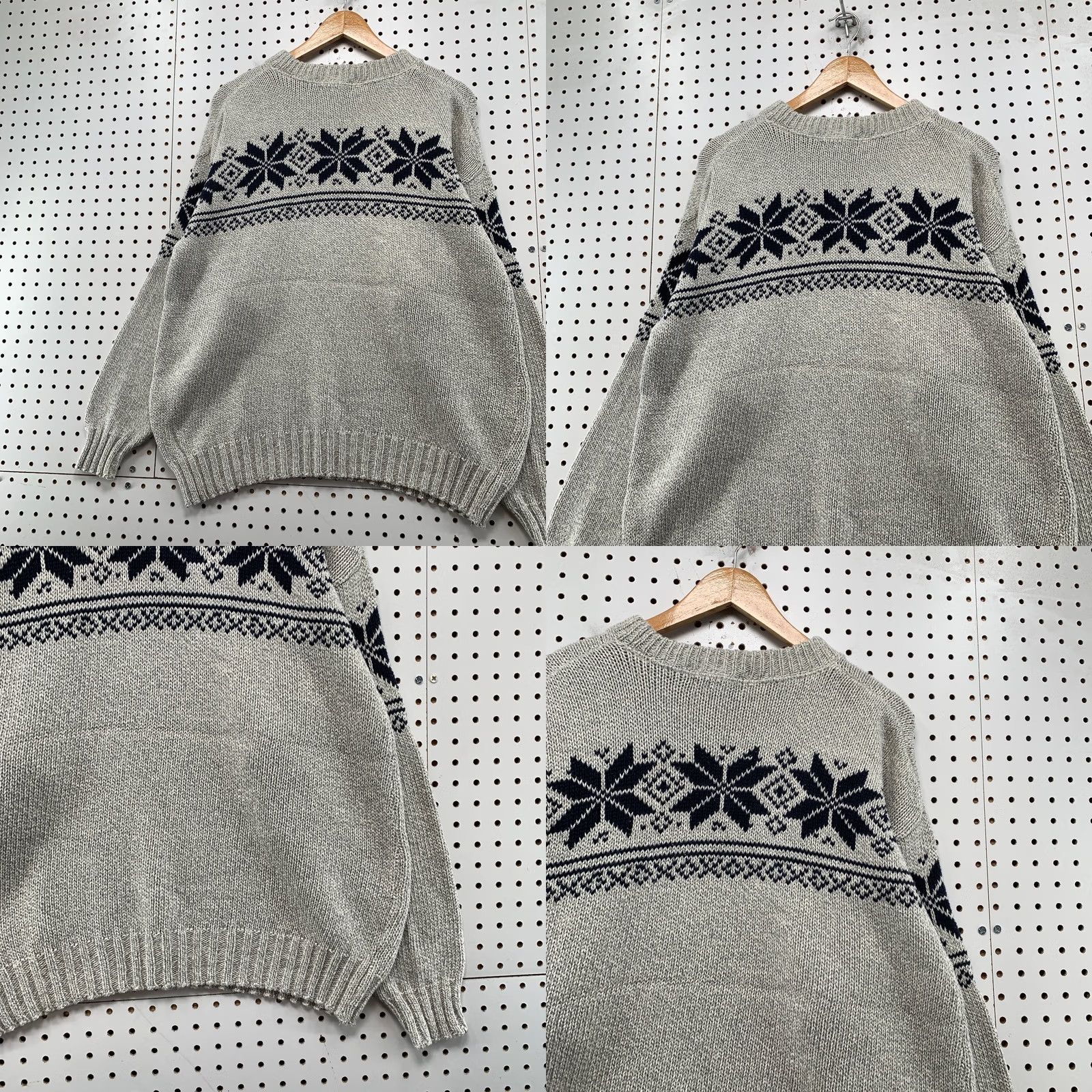 Croft & Barrow VINTAGE Croft & Barrow Sweater Mens Large Gray Snow Flake Cotton Knit USA Size US L / EU 52-54 / 3 - 9 Thumbnail