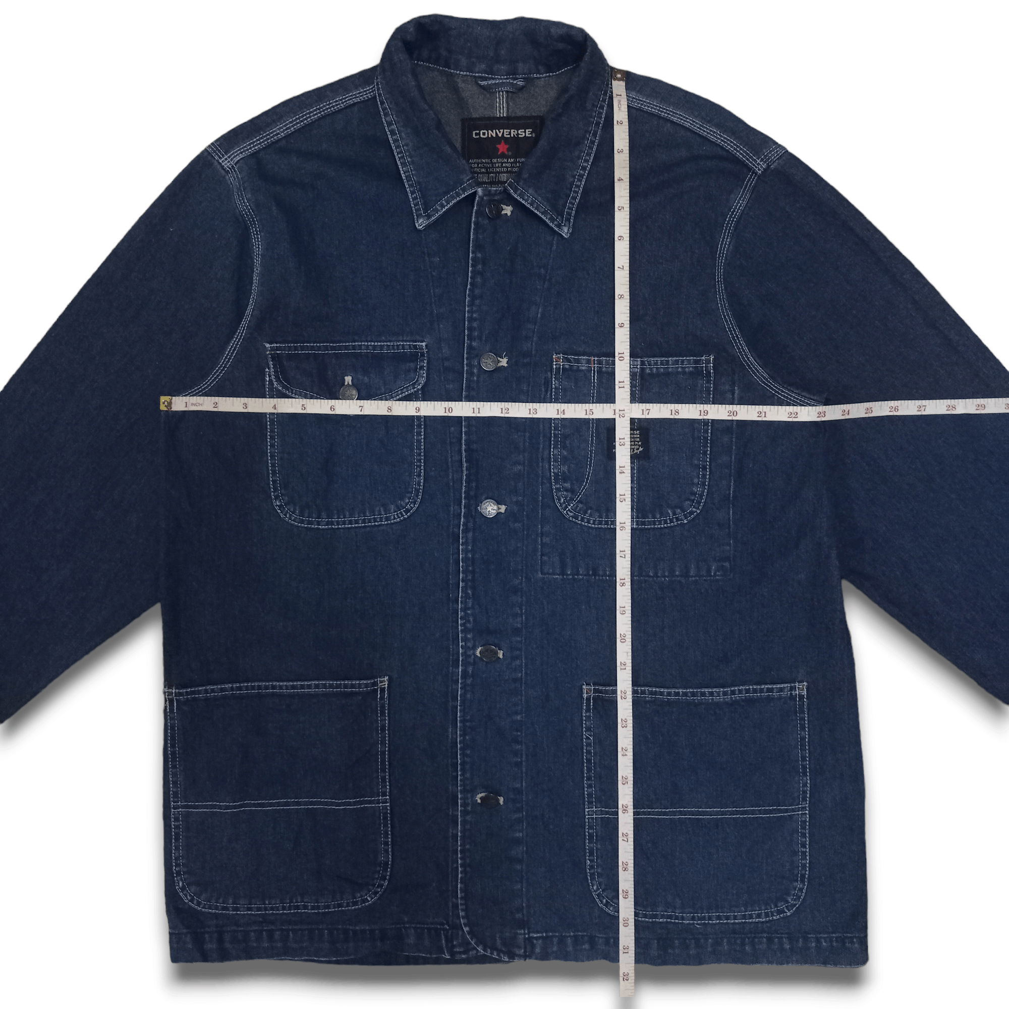 Converse Vintage Converse Chuck Taylor Blue Denim Chore Jacket Size US L / EU 52-54 / 3 - 11 Thumbnail