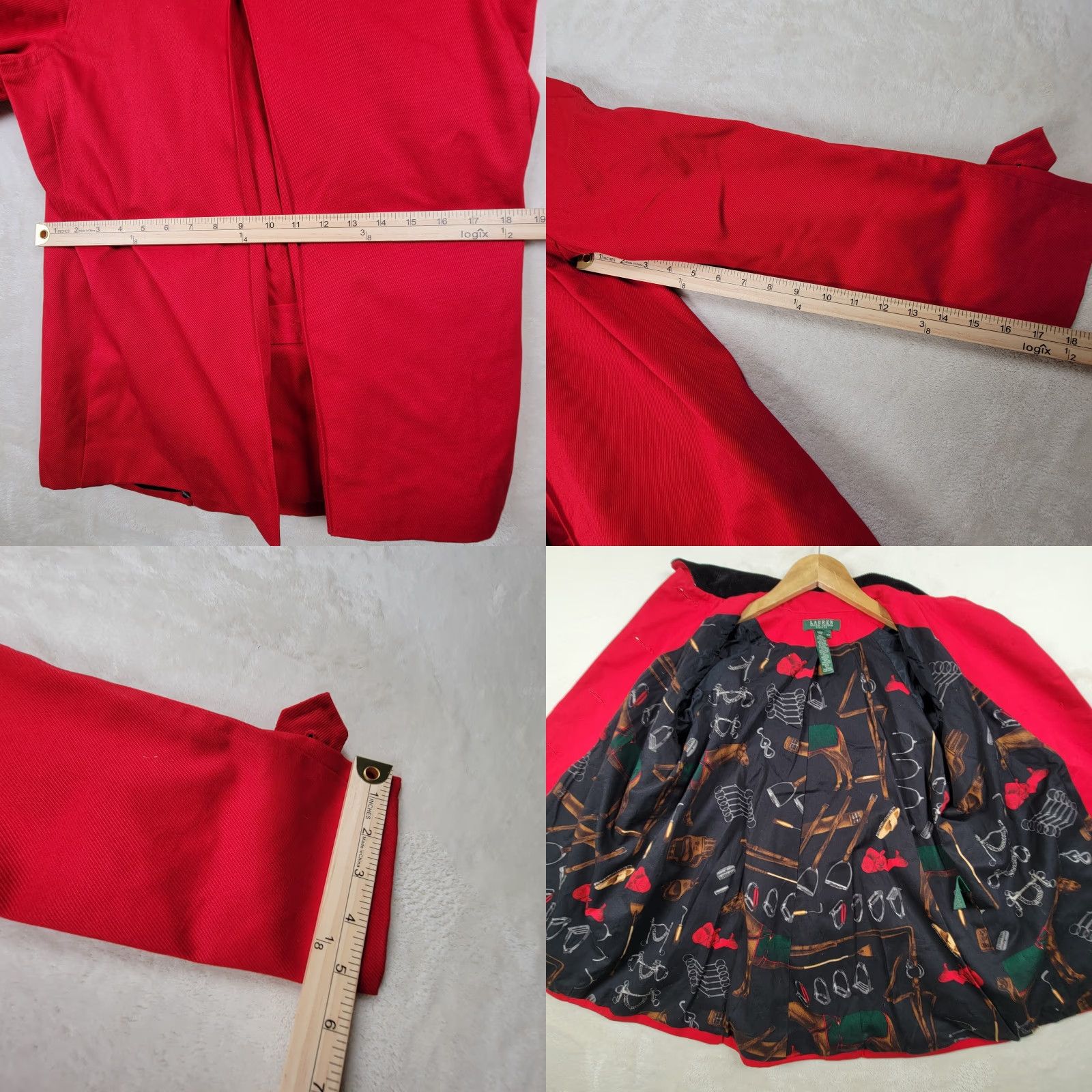 Ralph Lauren VINTAGE Lauren Ralph Lauren Womens Equestrian Red Jacket PS Petite Small Cotton Mid-Length Lightweight Full Zip Collared Pockets Boys? Size S / US 4 / IT 40 - 8 Thumbnail