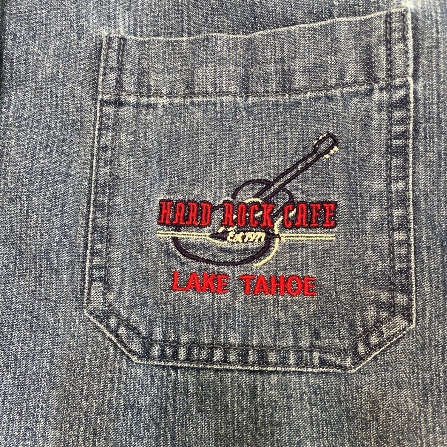 Hard Rock Cafe VINTAGE Hard Rock Cafe Women's Denim Shirt XL Blue 90s Lake Tahoe Button-Up Women Size XL / US 12-14 / IT 48-50 - 3 Thumbnail