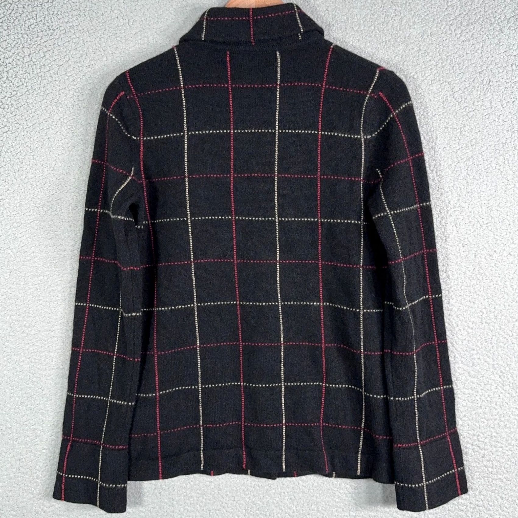 Ralph Lauren VINTAGE Lauren Ralph Lauren Cardigan Sweater Women 100% Wool Check Windowpane Pockets PXS XS Black 90s Preppy Classic Minimalist Modern Size XXS / US 00 / IT 34 - 3 Thumbnail