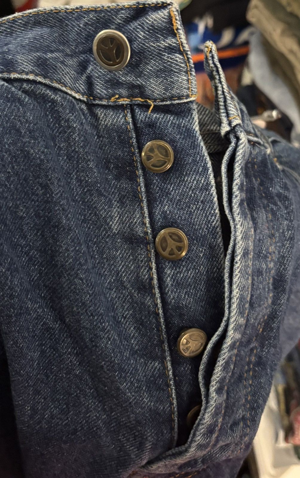 Designer × Moschino × Vintage Vintage Moschino Denim peace patch button fly jeans Size US 36 / EU 52 - 6 Thumbnail