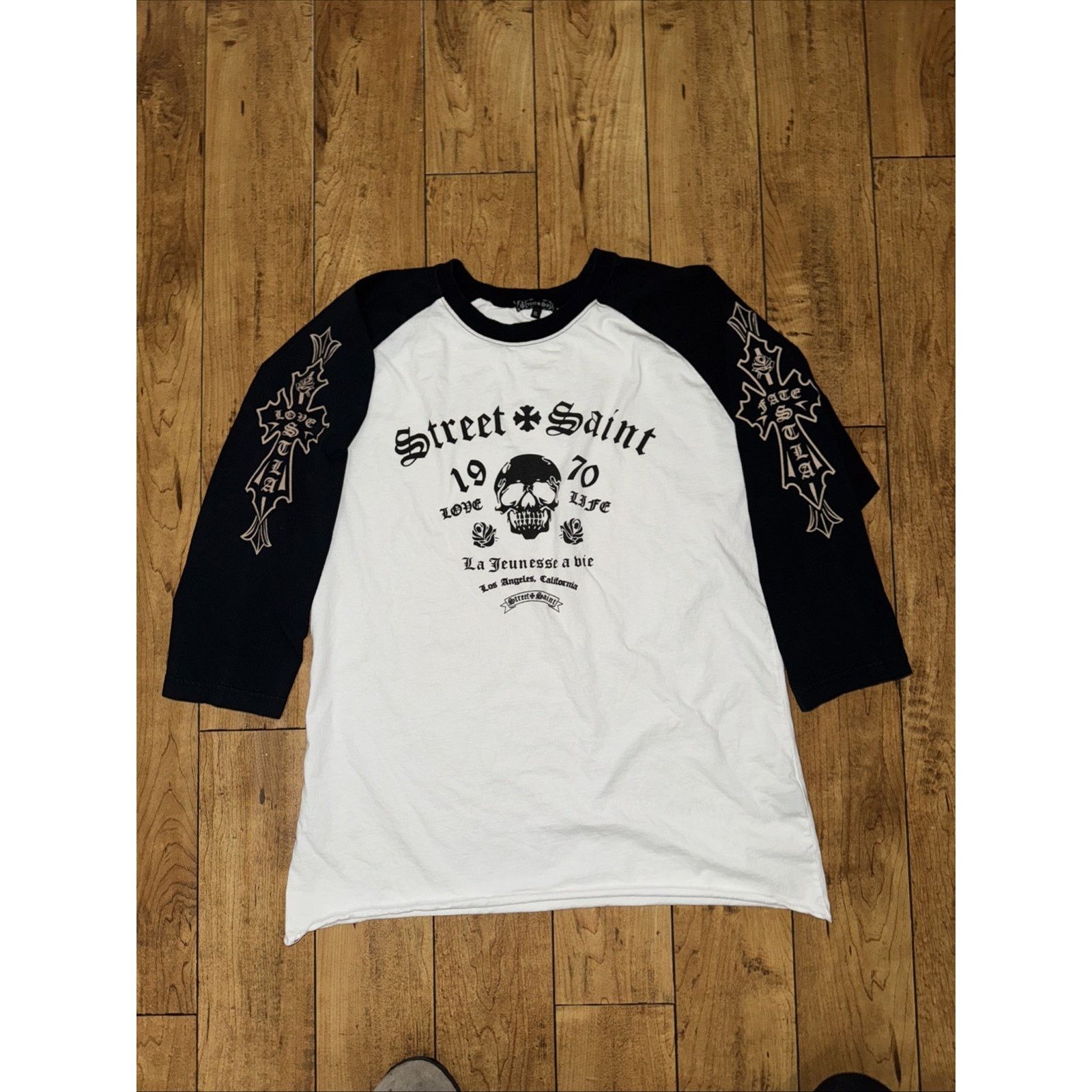 Hypebeast × Vintage Street Saint 3/4 Sleeve T-Shirt White XL 21x28 Size US XL / EU 56 / 4 - 1 Thumbnail