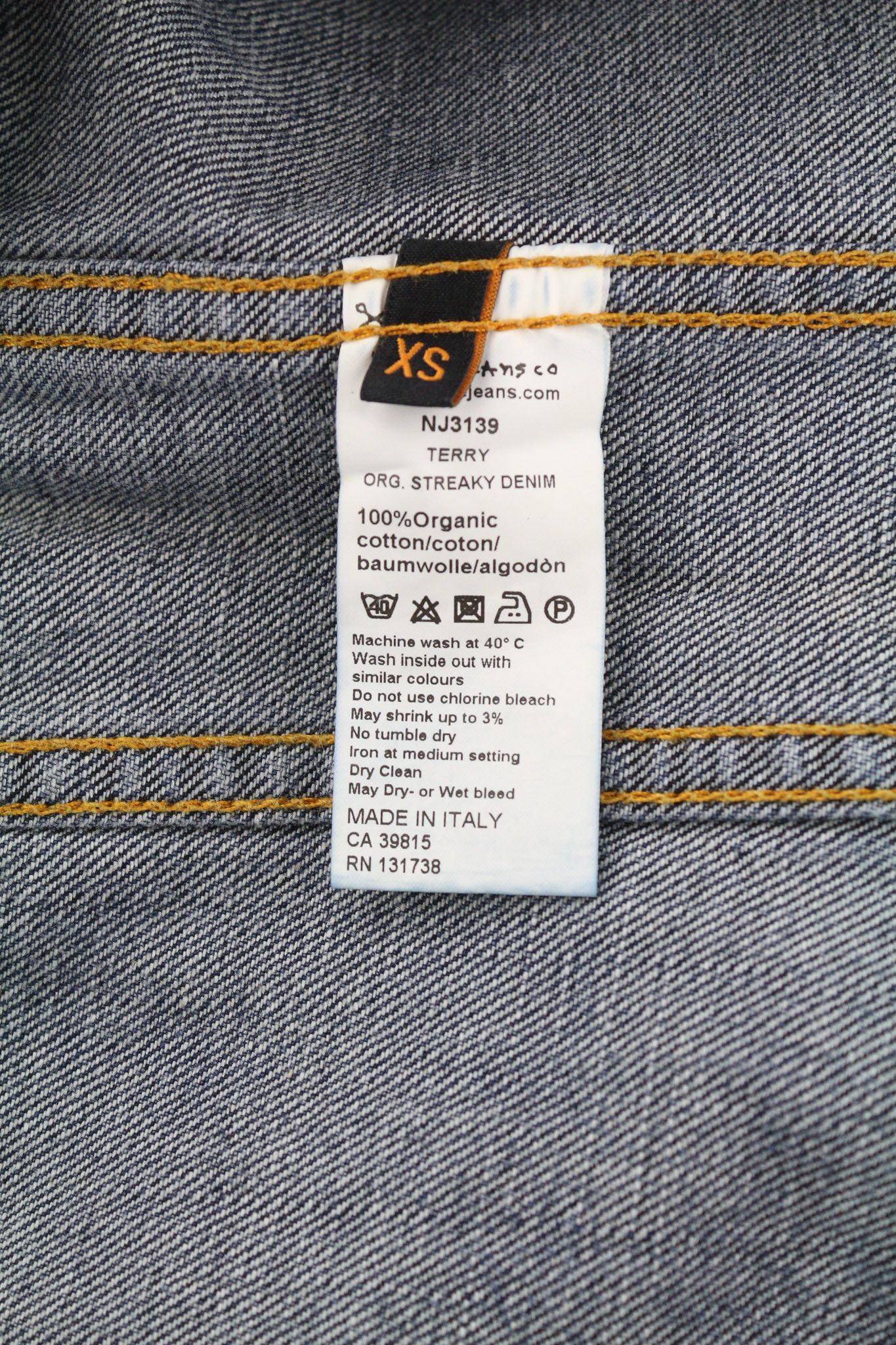 Nudie Jeans TERRY STREAKY DENIM XS Cotton Unlined Denim Jacket 80796 Size US XS / EU 42 / 0 - 6 Thumbnail