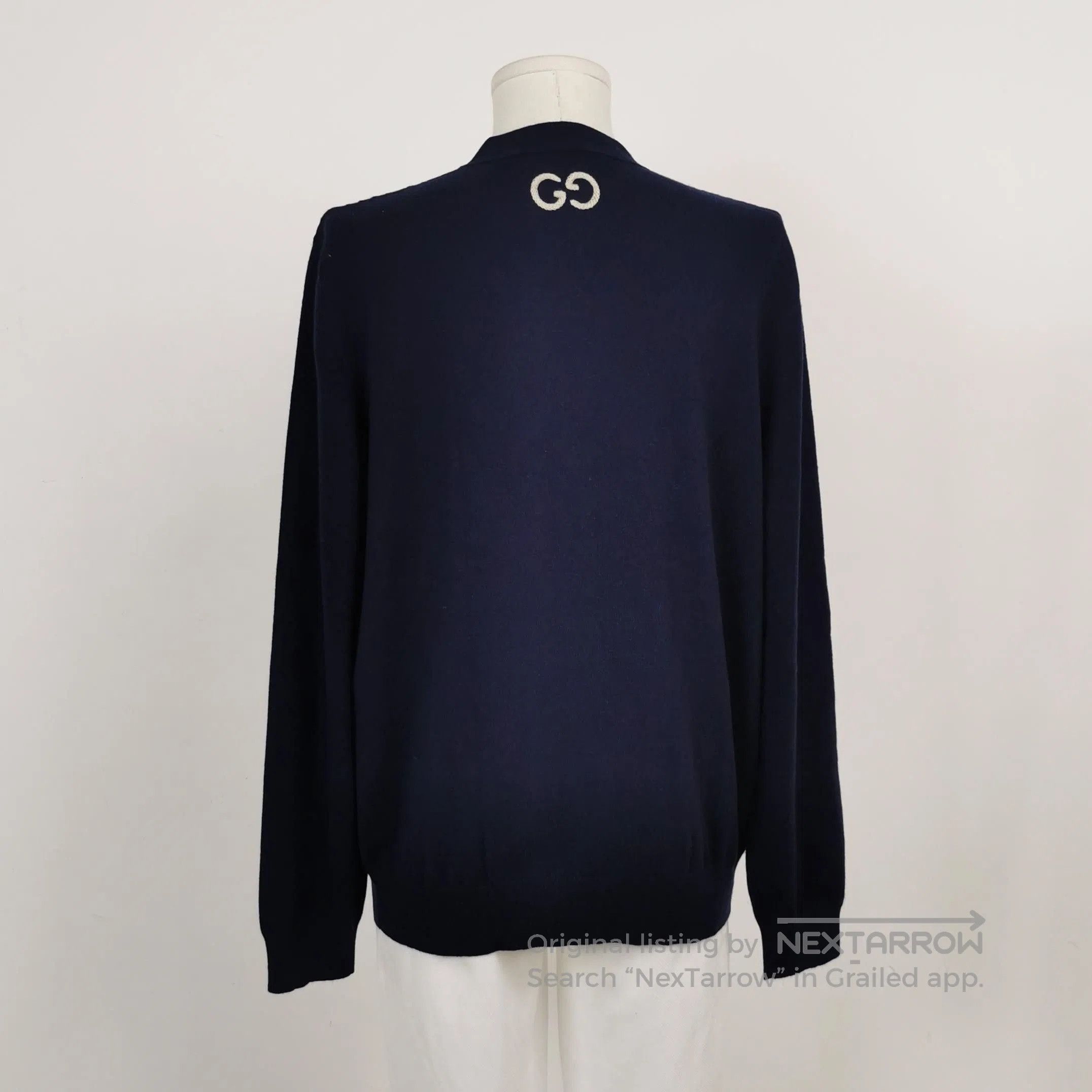 Gucci Gucci Navy Wool-Blend V-Neck Cardigan. Size US XXL / EU 58 / 5 - 1 Thumbnail