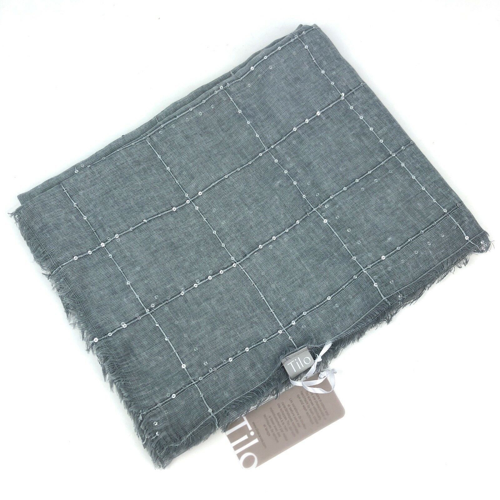 Other Tilo Scarf Twilight Gray with Silver Sequins Eyelash Fringe Size ONE SIZE - 2 Thumbnail