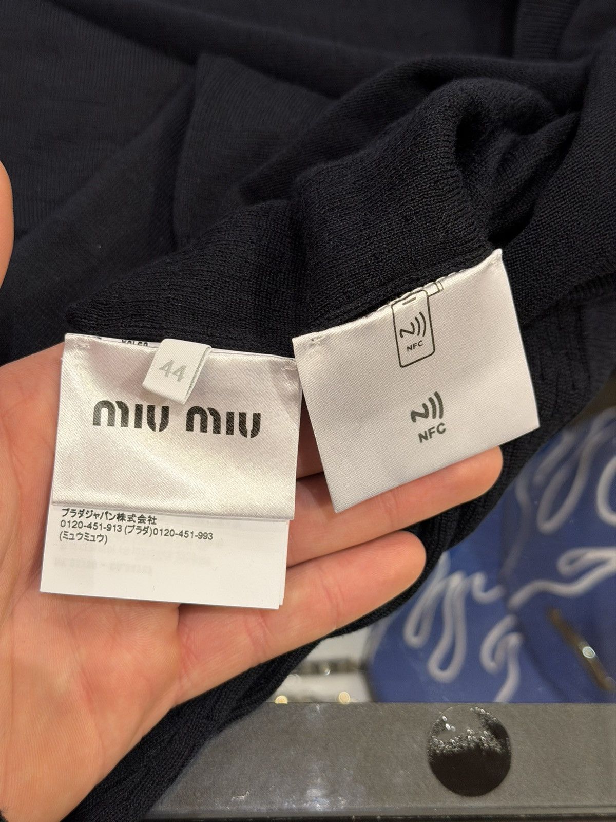 Miu Miu Miu Miu Cotton Pique Polo Shirt - Navy/Grey Size US M / EU 48-50 / 2 - 5 Thumbnail
