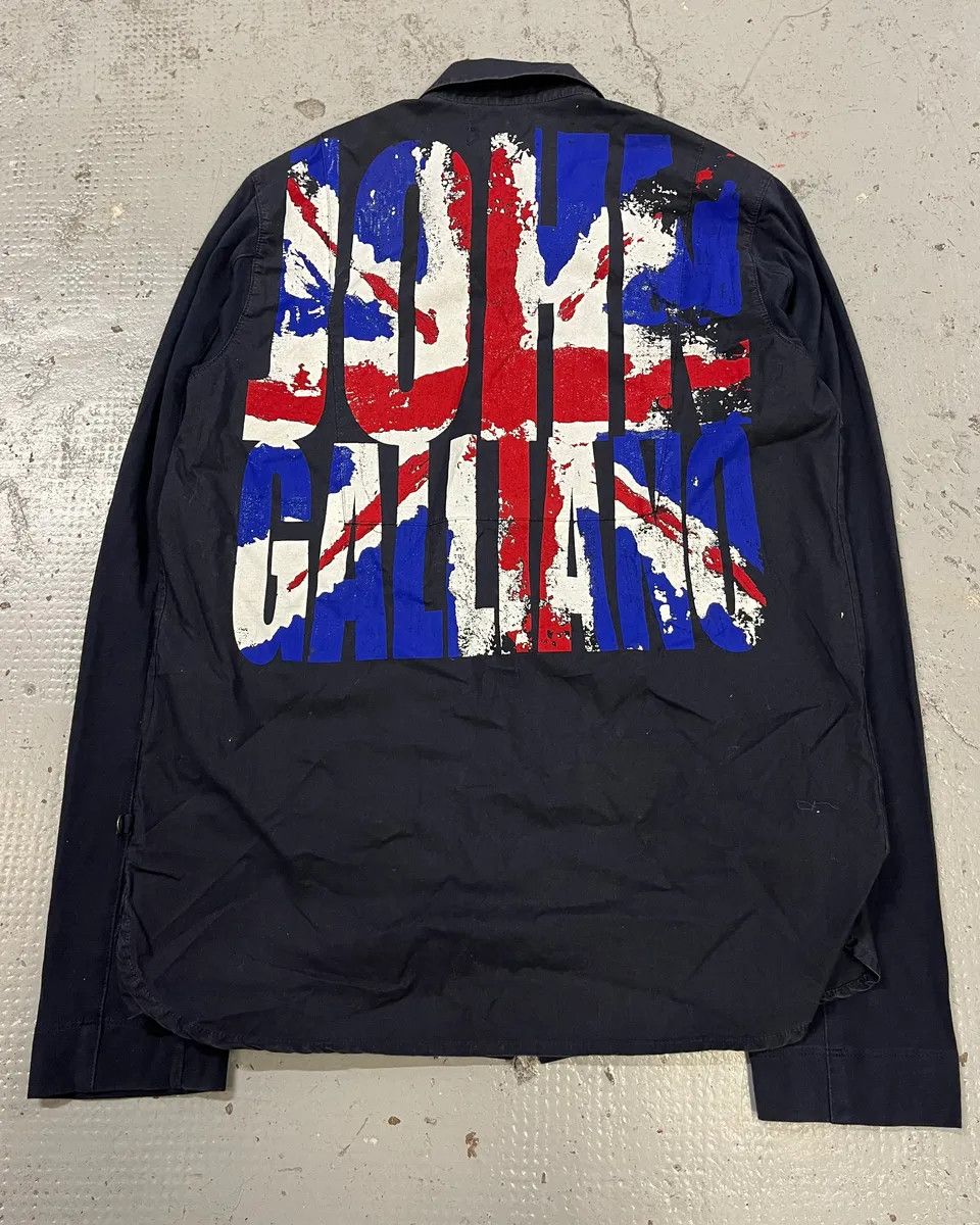 John Galliano 2010s Galliano UK Flag Print Navy Shirt Size US XS / EU 42 / 0 - 1 Thumbnail