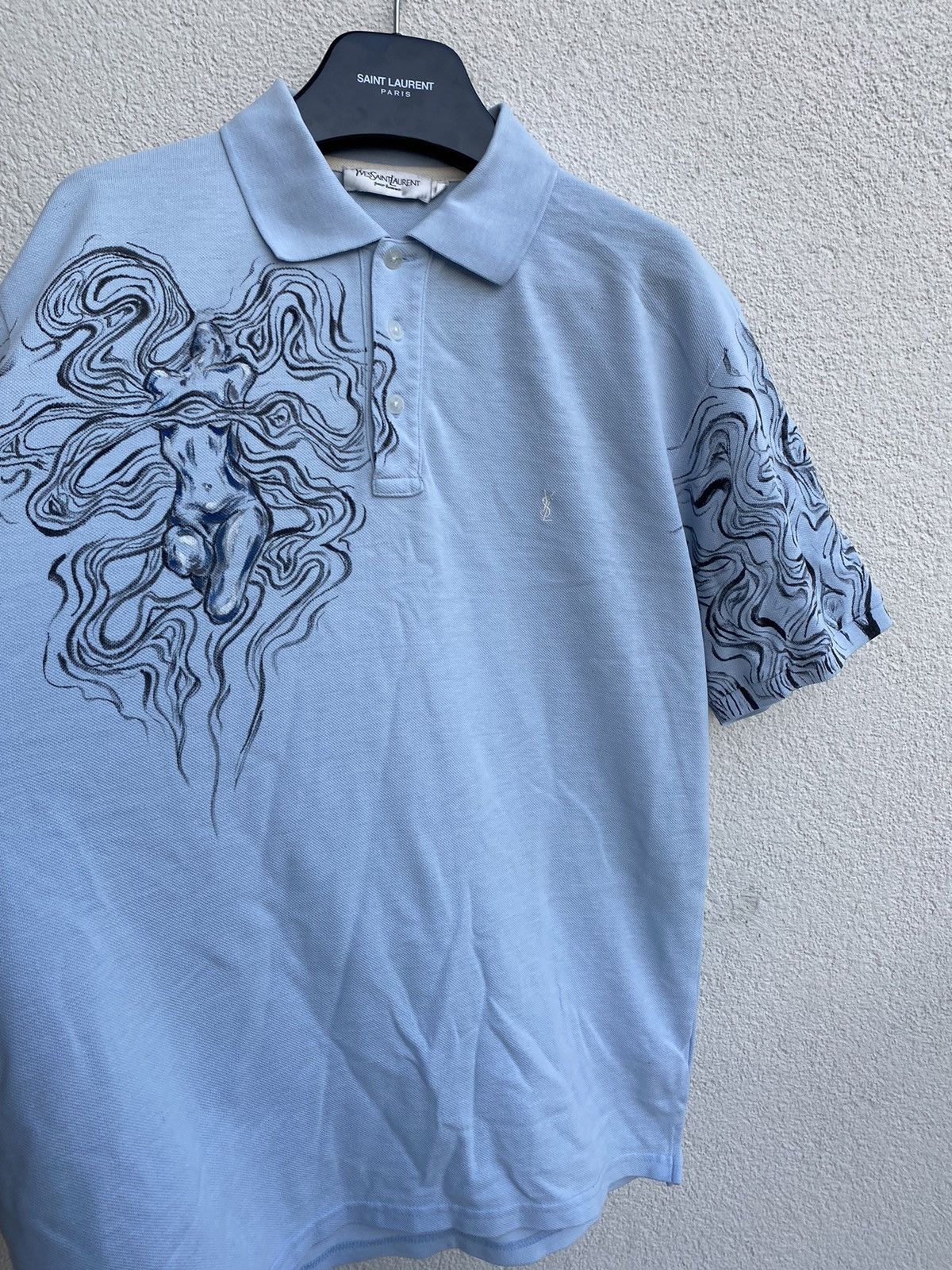 Yves Saint Laurent 1of1 YSL Polo Shirt Art Blue YSL Tee Size US L / EU 52-54 / 3 - 8 Thumbnail