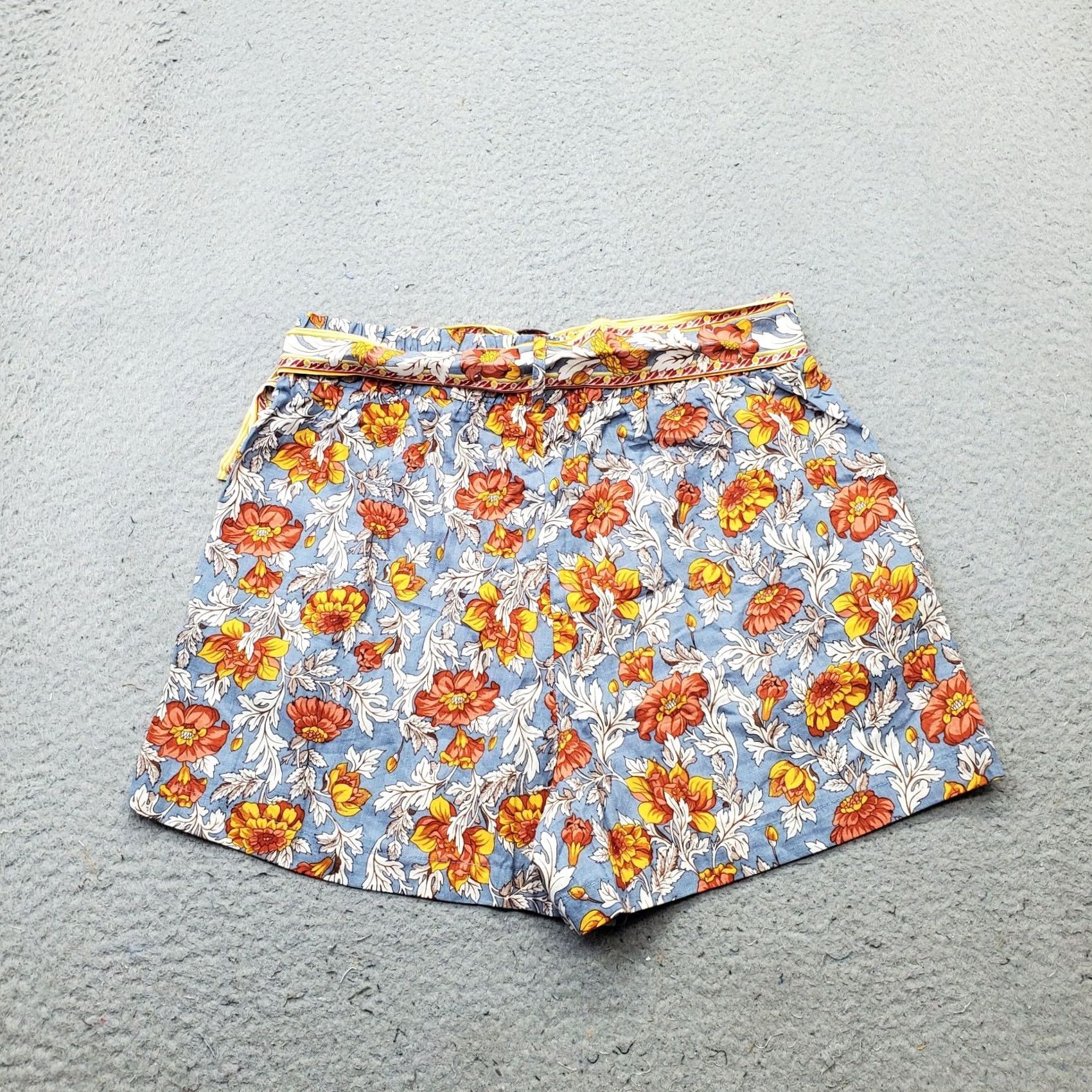 Rachel Zoe Rachel Zoe Paperbag Shorts Womens Small Multi Floral Linen Belted Waist Size 28" / US 6 / IT 42 - 2 Thumbnail