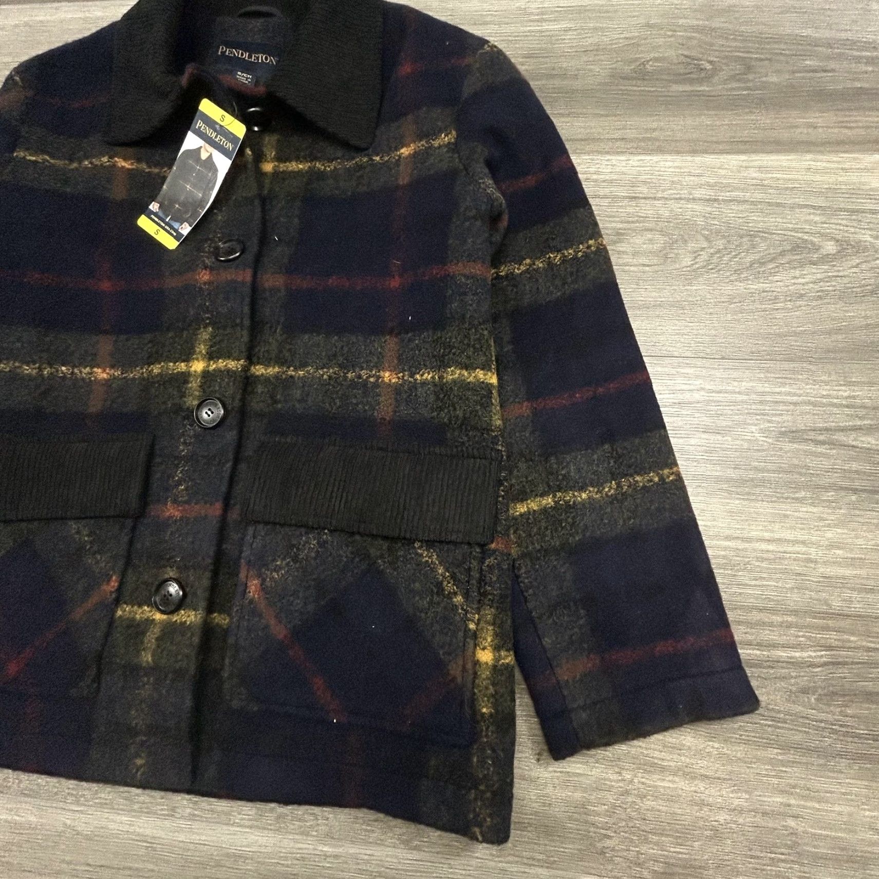 Pendleton Pendleton Jacket Womens Small Blue Plaid Wool Blend Pea Coat Button Lined NWT Size S / US 4 / IT 40 - 4 Thumbnail