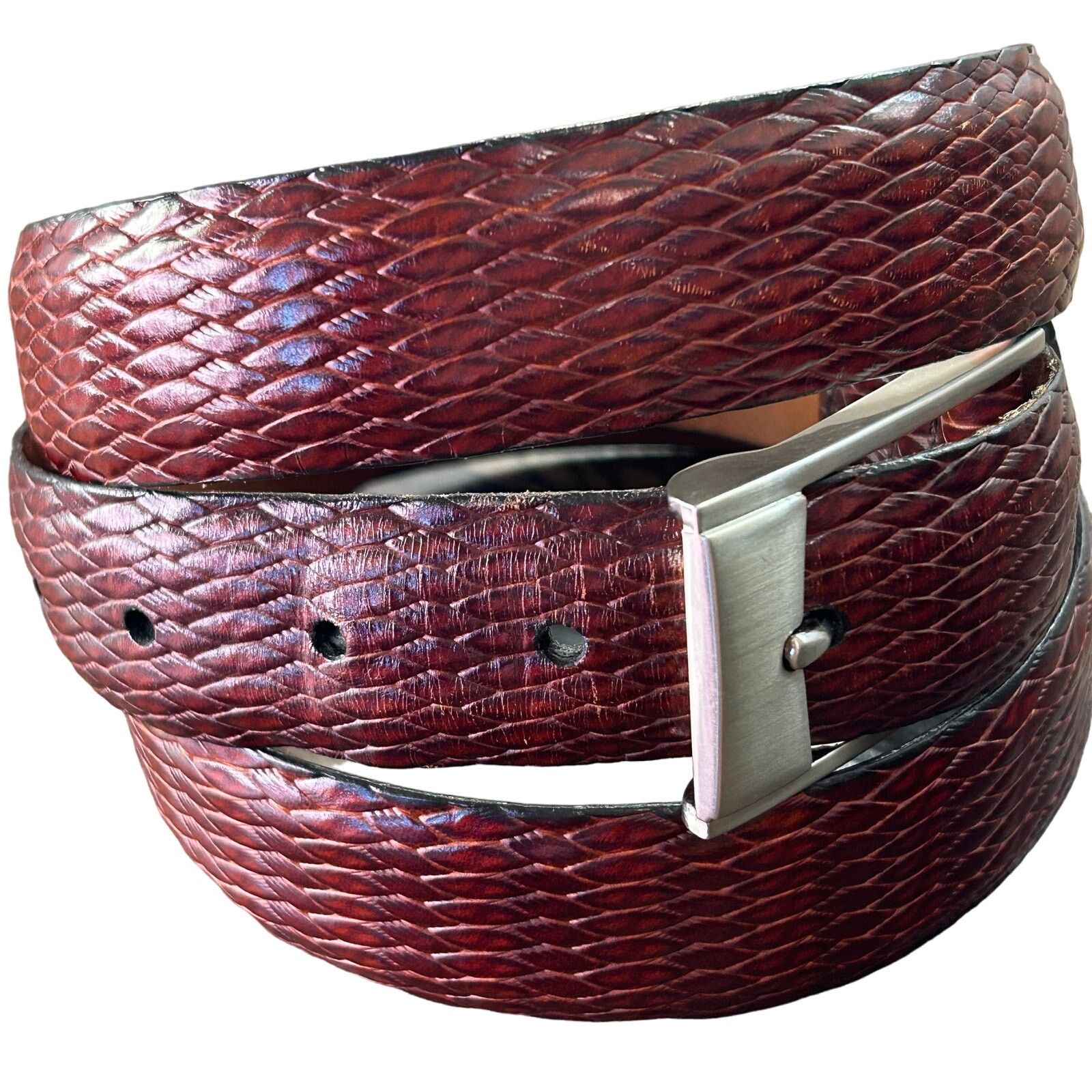 Allen Edmonds Allen Edmonds Brown Leather Belt Embossed Snake Print 42 Size 42 - 1 Thumbnail