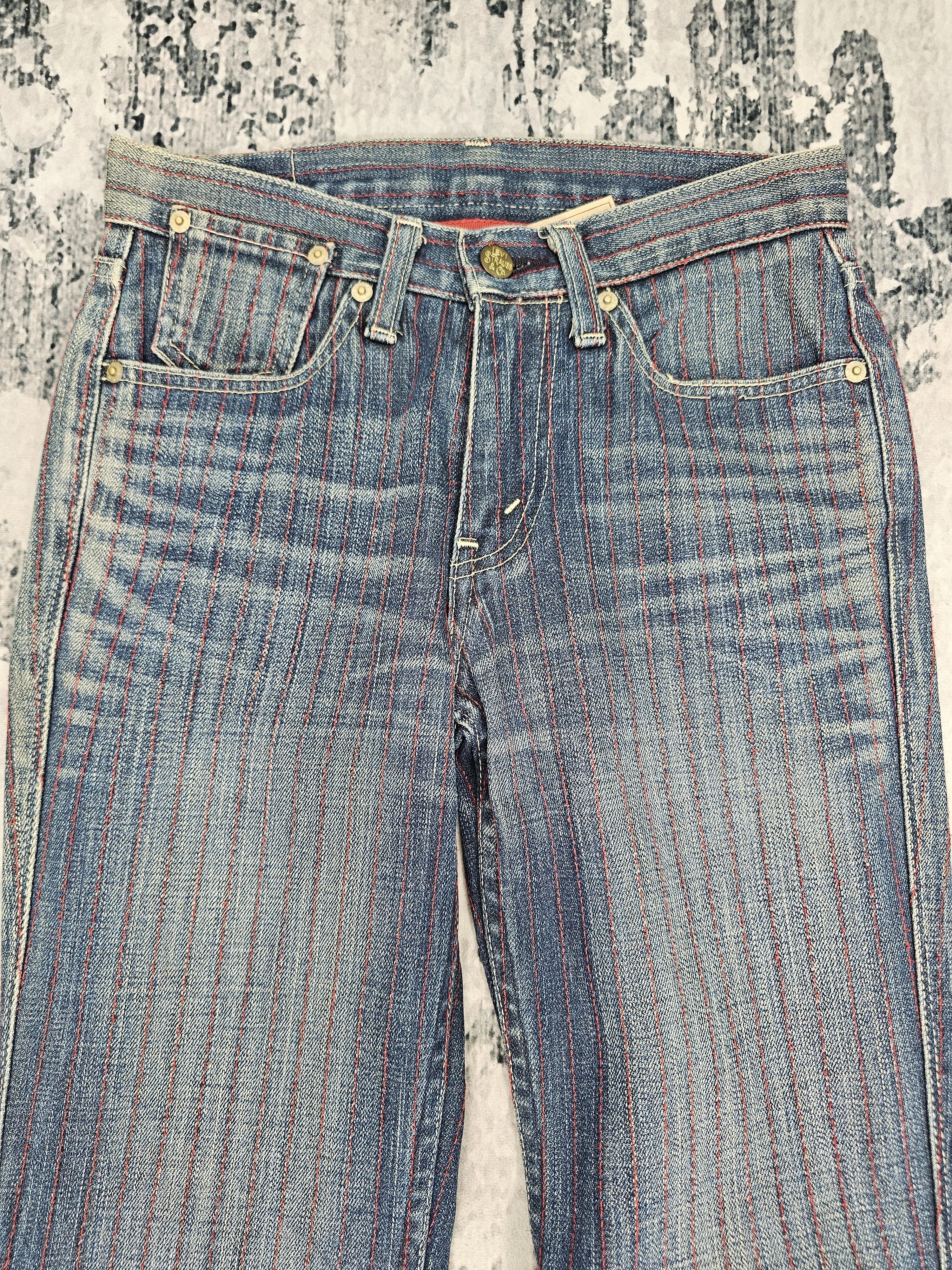 Levi's Vintage Clothing Vtg LEVIS Women Redloop Boot Cut Flare Striped Jeans L0540 Size 26" / US 2 / IT 38 - 6 Thumbnail