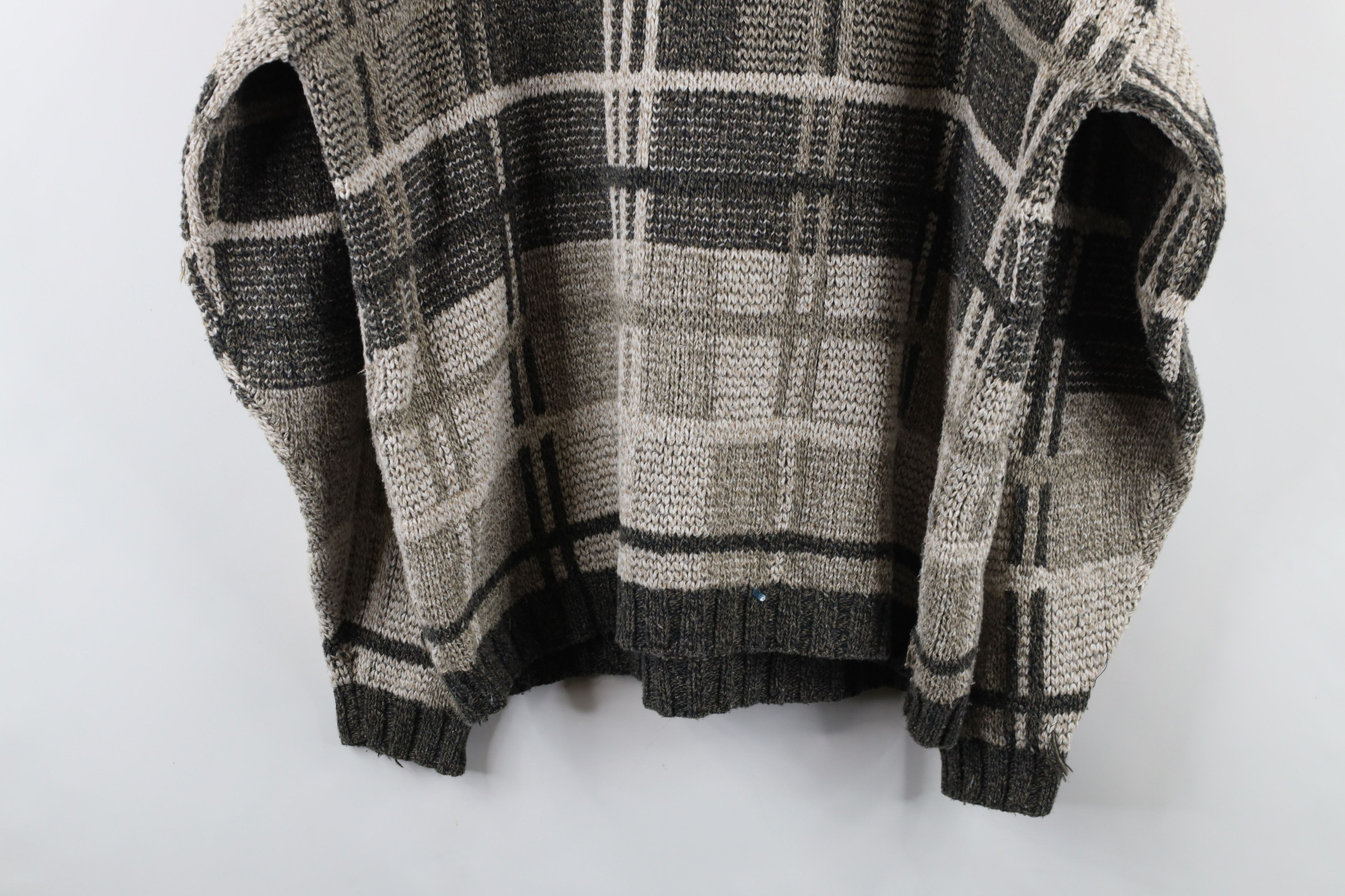 Vintage Vintage 90s Streetwear Earth Tone Chunky Knit Sweater Plaid Size US XXL / EU 58 / 5 - 12 Thumbnail