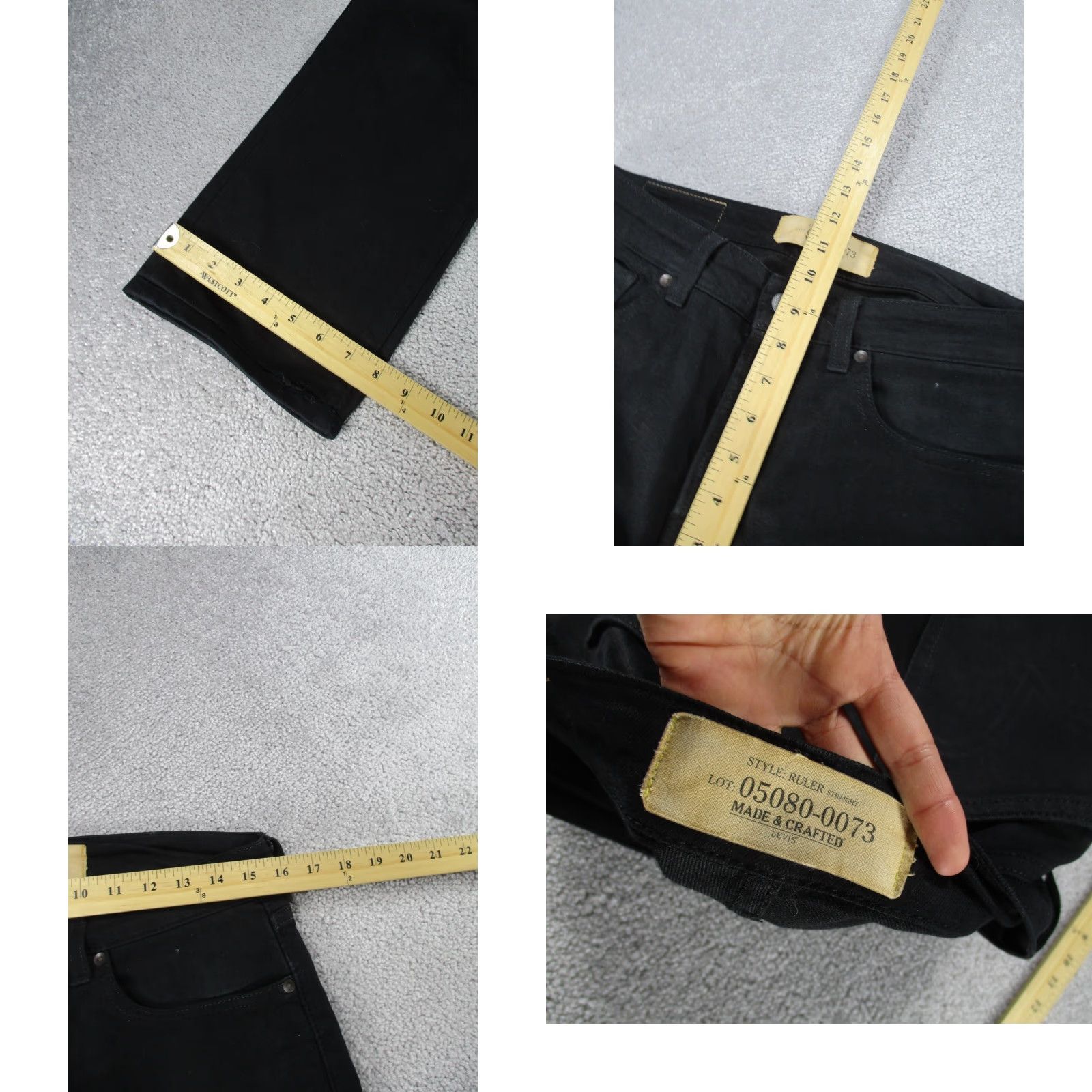 Levi's VINTAGE Levi's Made & Crafted Jeans Men 30x27 Straight Black Denim Regular Fit 90s Size US 30 / EU 46 - 8 Thumbnail