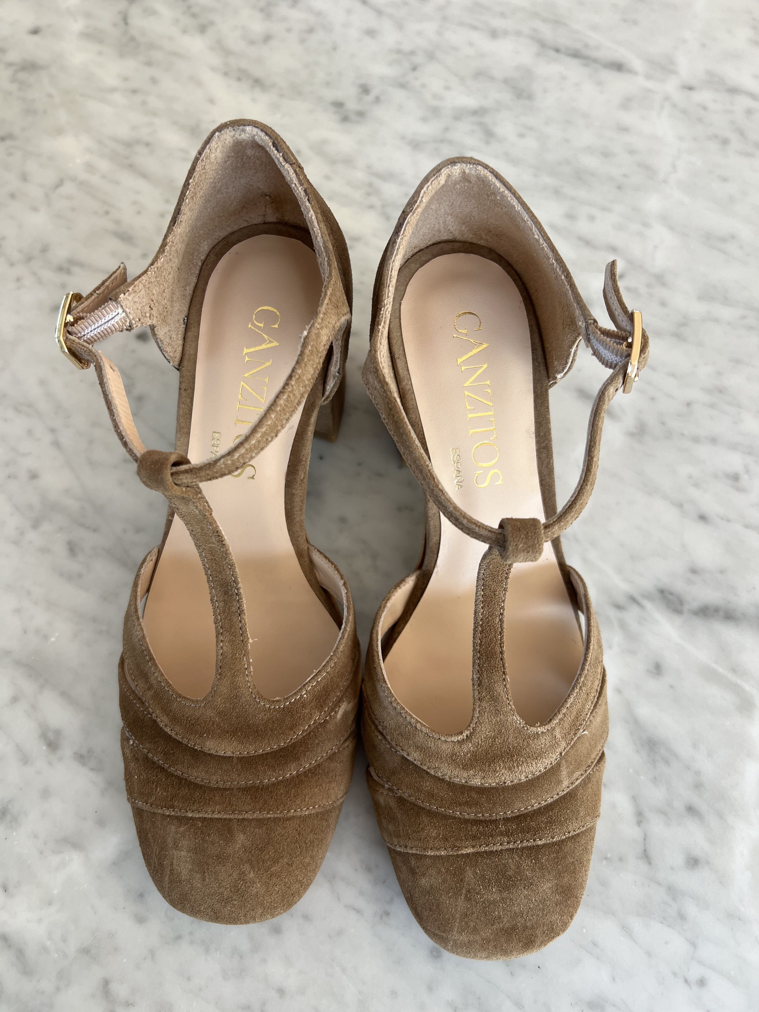 Other Women's Ganzitos Aitana Ante Sigaro Tan Suede Heels Size US 5.5 / IT 35.5 - 1 Thumbnail