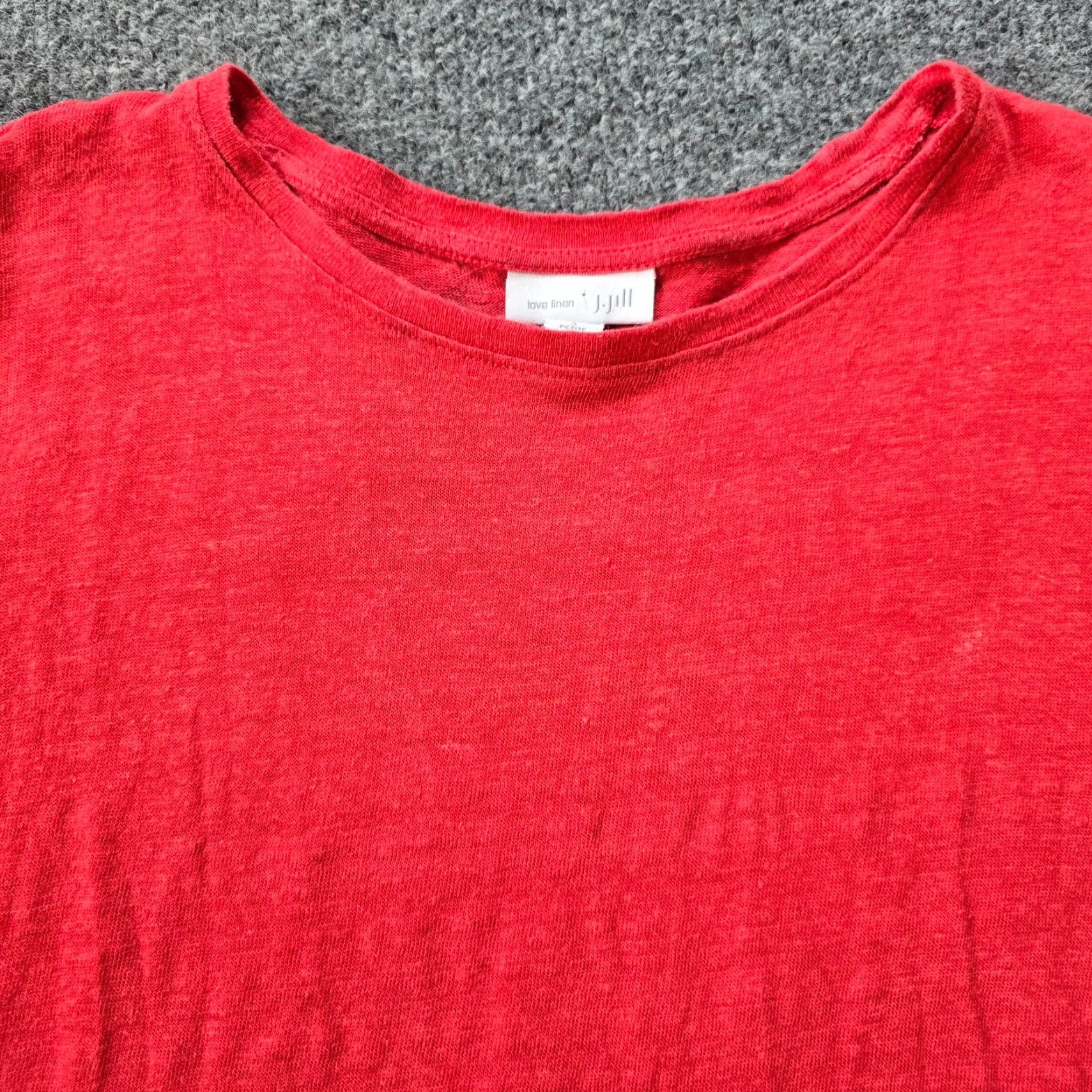 J. Jill J Jill Top Womens Size Small Petite Red Linen Short Sleeve Round Neck Blouse Size S / US 4 / IT 40 - 2 Thumbnail