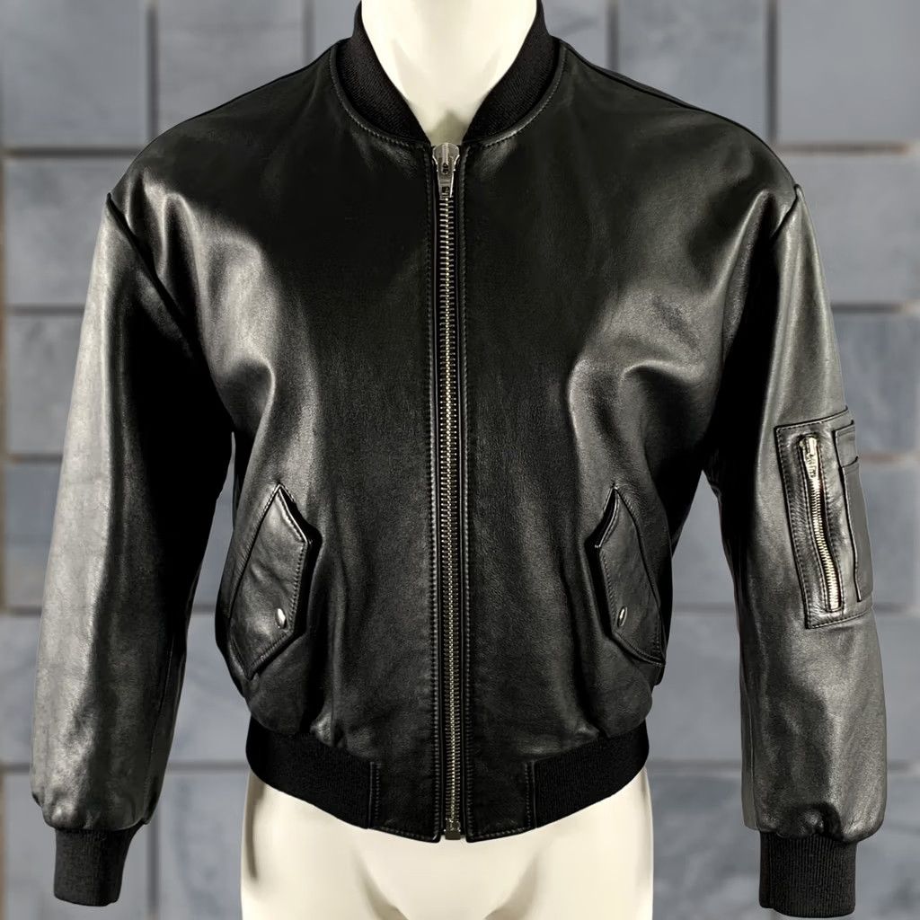 Celine VINTAGE CELINE Leather Bomber Jacket Black Size M Size US S / EU 44-46 / 1 - 1 Thumbnail