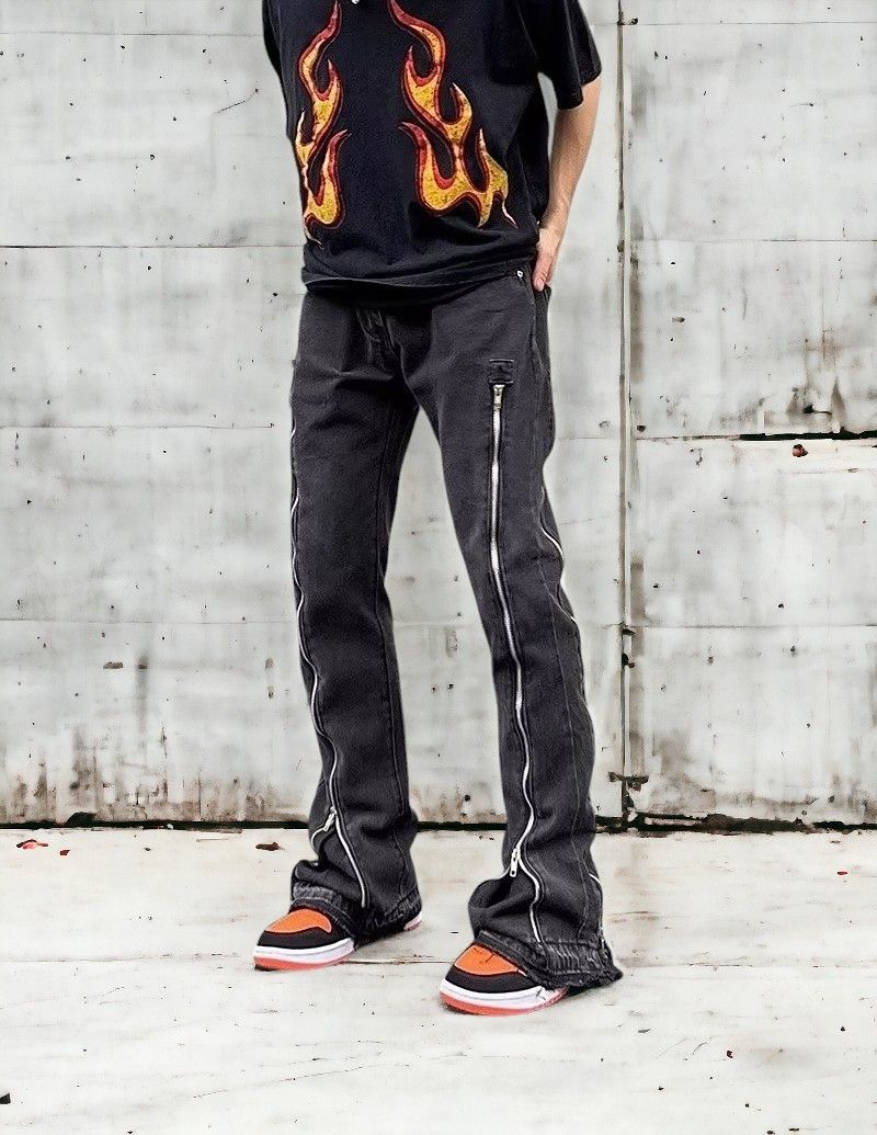image of Opium Zipper Black Denim Jeans, Men's (Size 32)