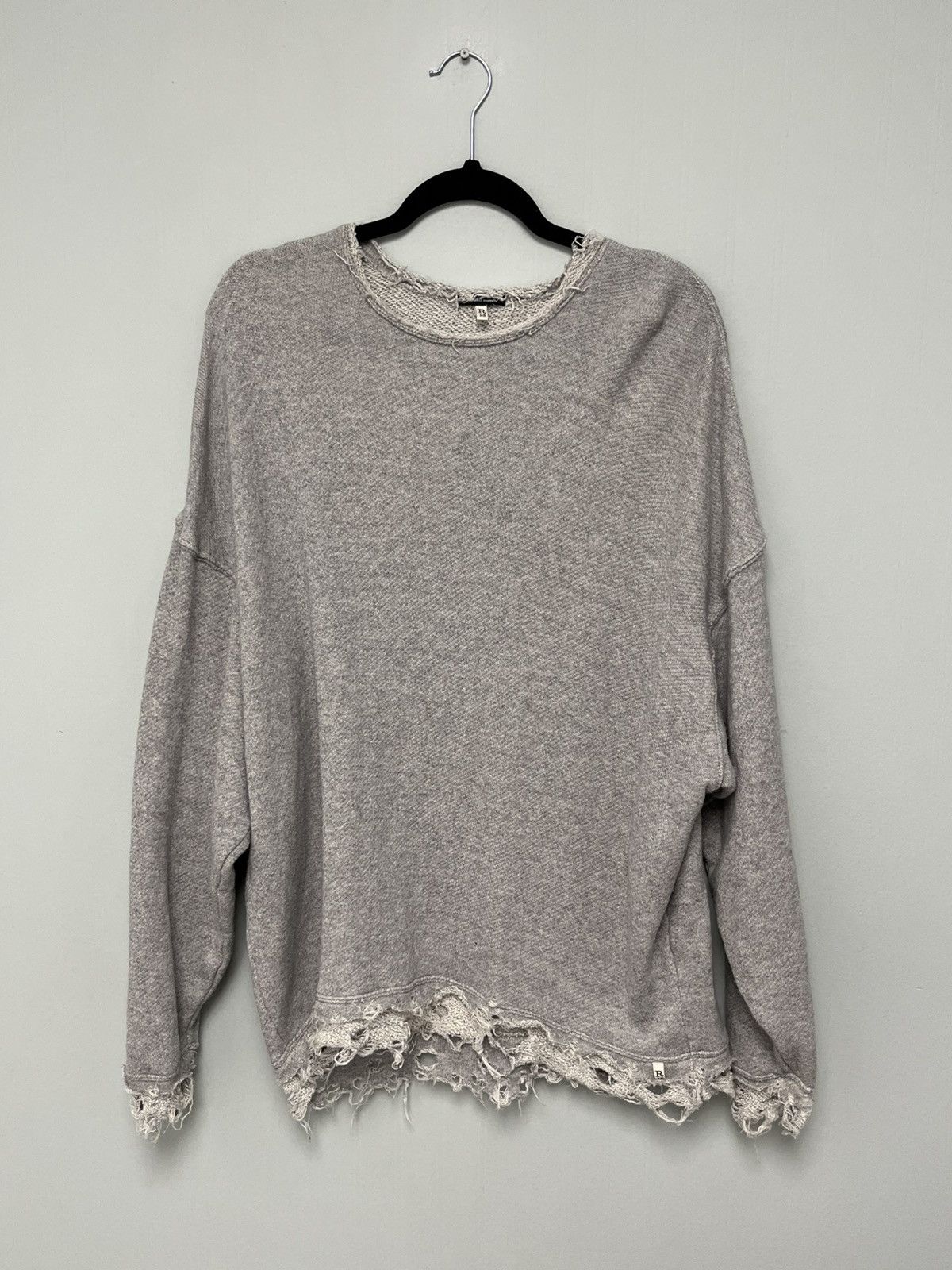 R13 SHREDDED EDGE OVERSIZED CREWNECK. Size M / US 6-8 / IT 42-44 - 4 Thumbnail