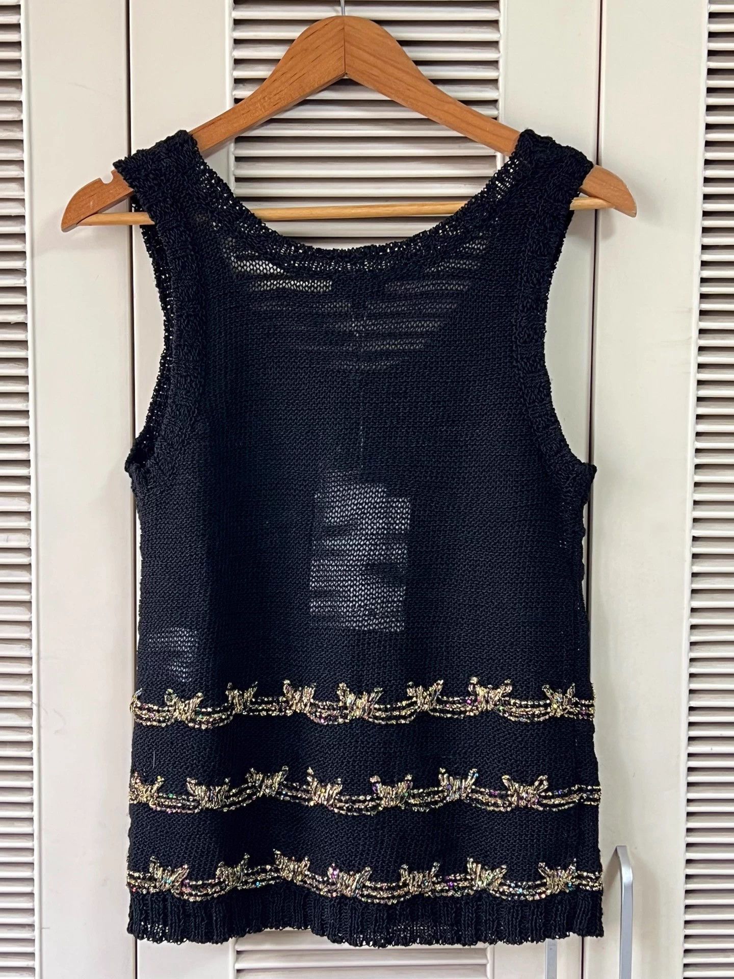 Chanel Chanel 25A Black Gold 34 Women's Knit Vest 3-layer Gold Trim Size XS / US 0-2 / IT 36-38 - 2 Thumbnail